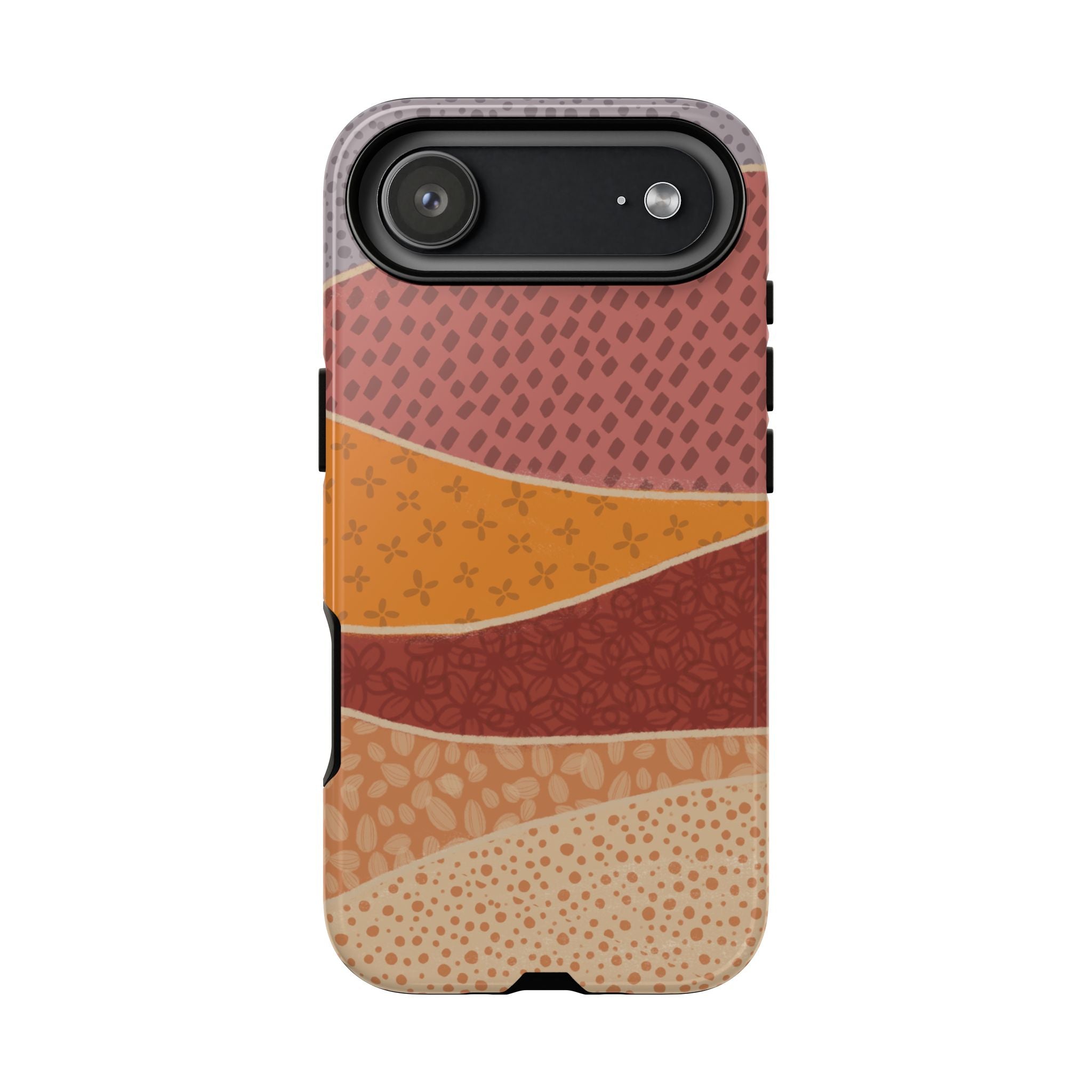 Retro Earth Tone Phone Case — Abstract Layered Pattern Tough Case