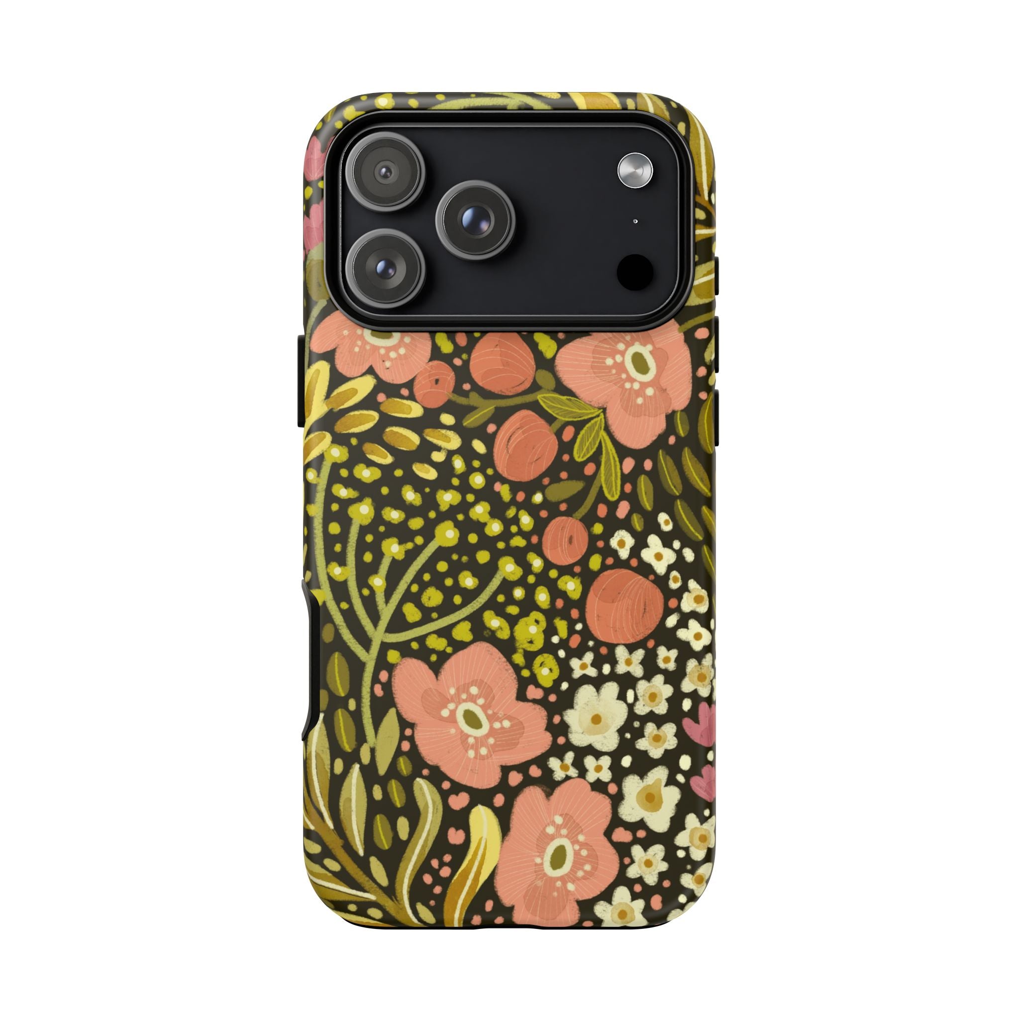 Vintage Floral Pattern Tough Case | Pink & Olive Botanical Phone Cover