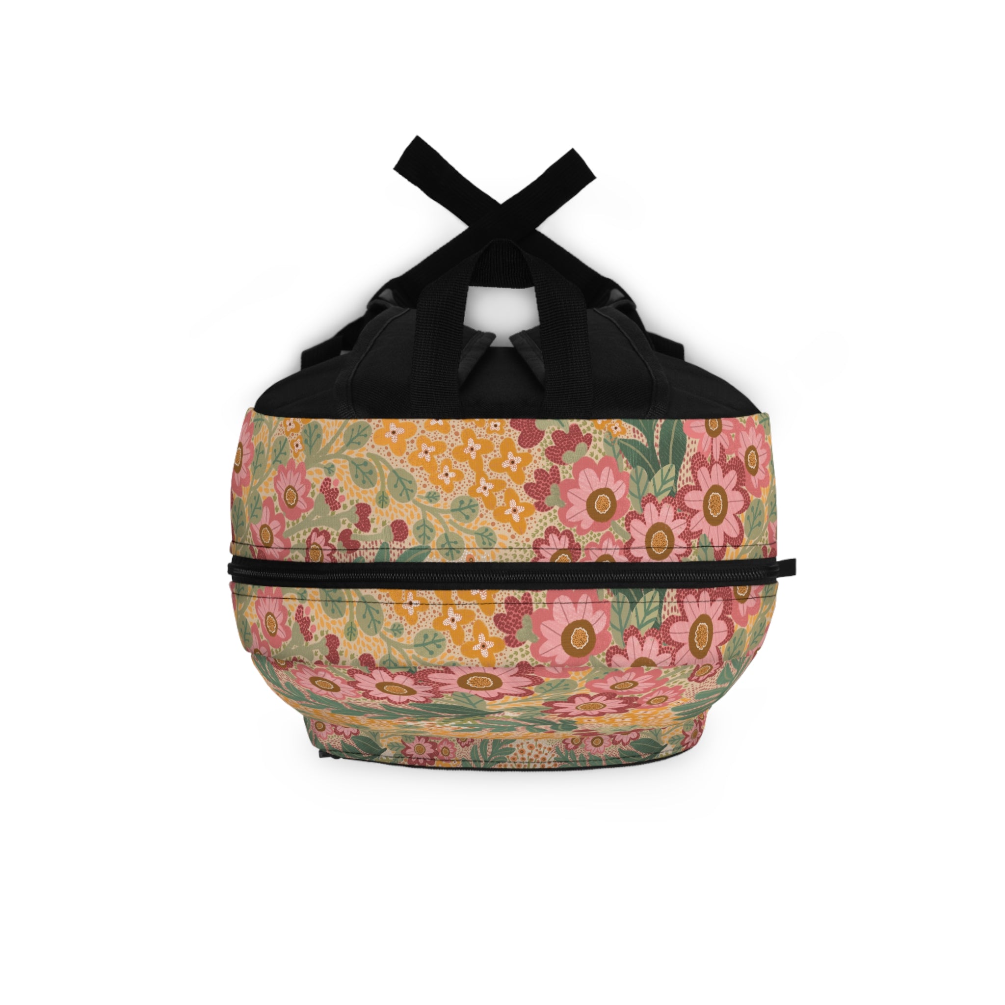 Floral Vintage Garden Backpack — Pink & Mustard Boho Daypack