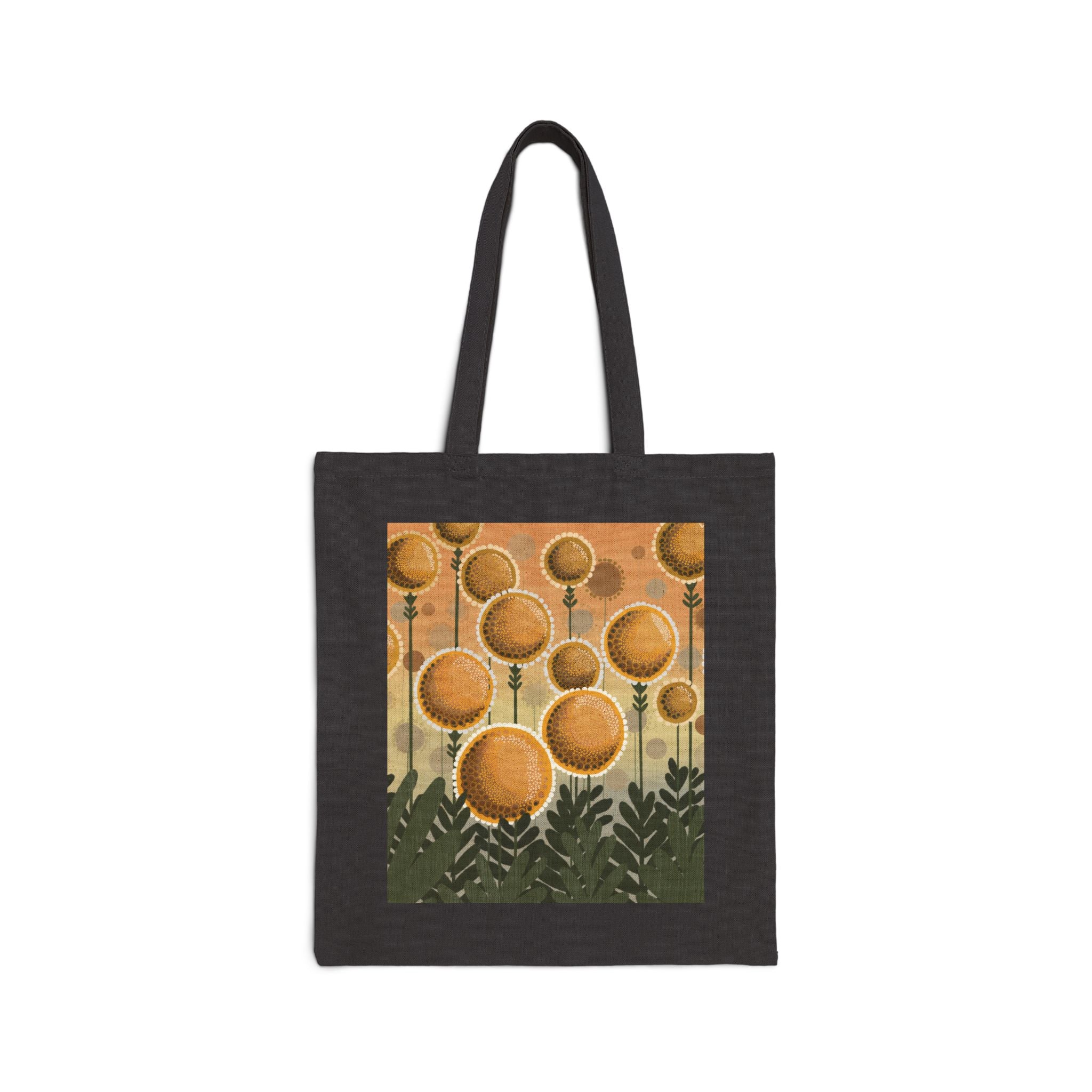 Sunburst Garden Tote Bag - Retro Floral Canvas Shopping Tote
