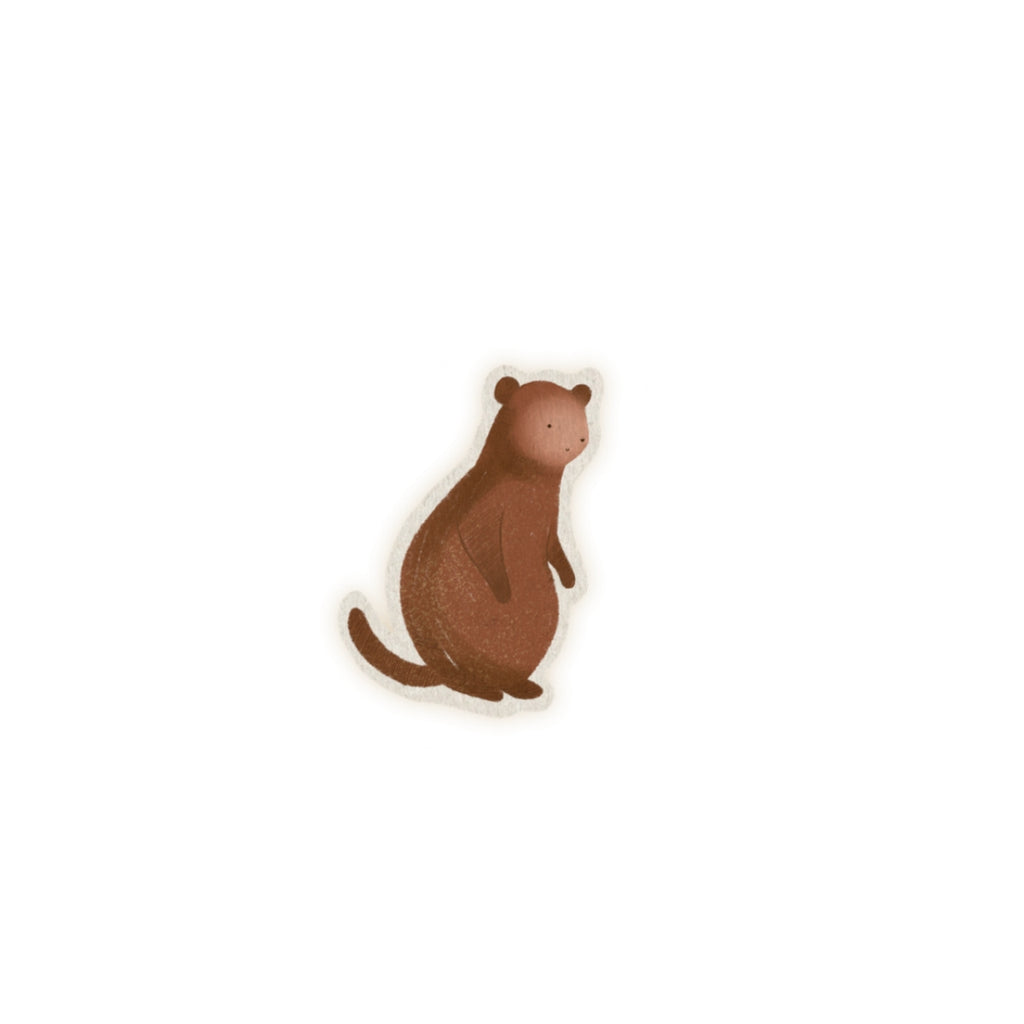 Brown Otter Kiss-Cut Sticker — Cute Watercolor Animal Decal for Laptop, Water Bottle & Journals