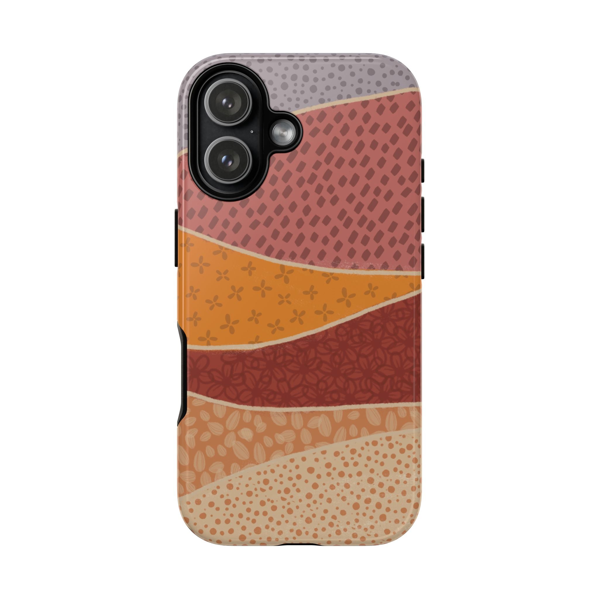 Retro Earth Tone Phone Case — Abstract Layered Pattern Tough Case