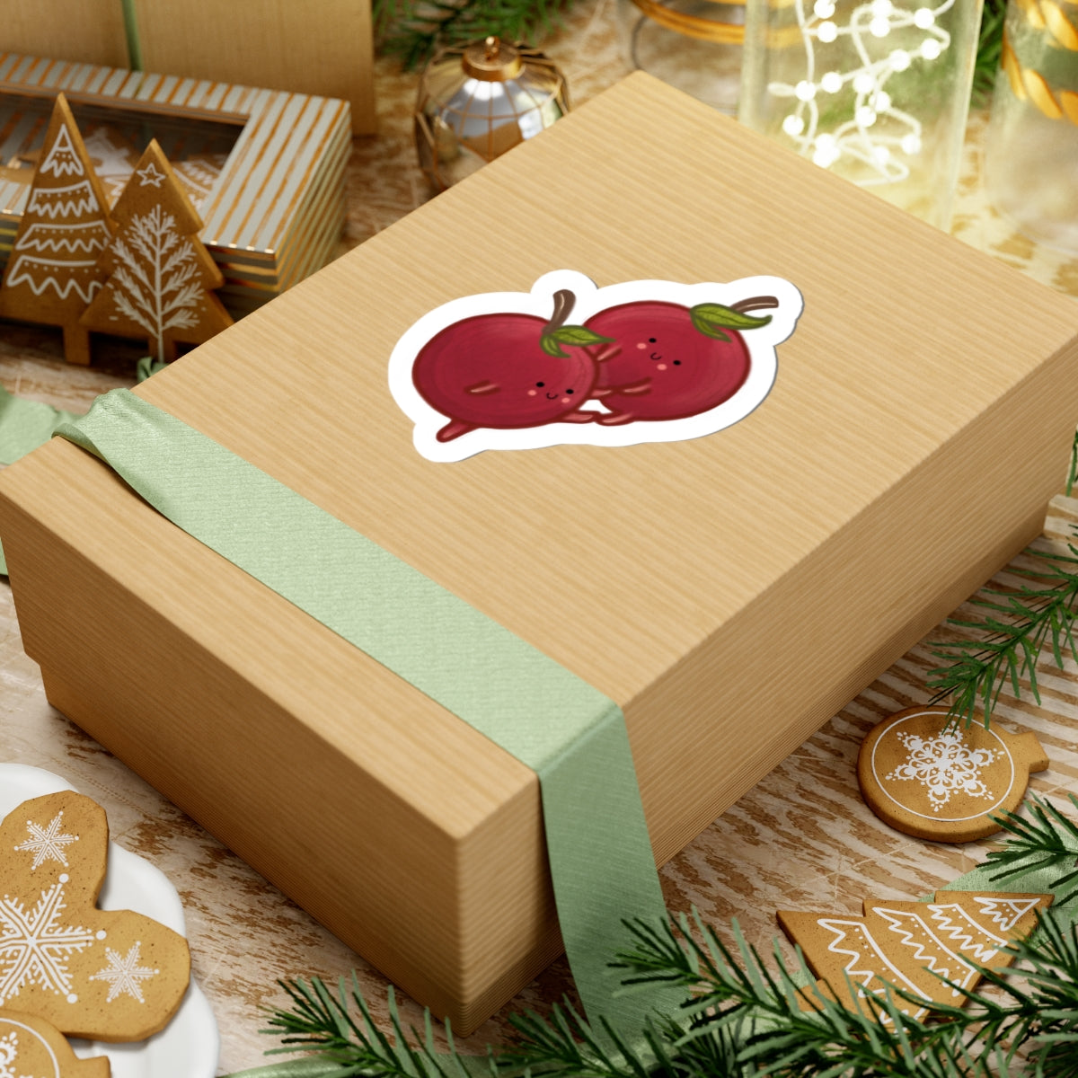 Cute Kissing Cherries Sticker — Adorable Fruit Laptop Decal