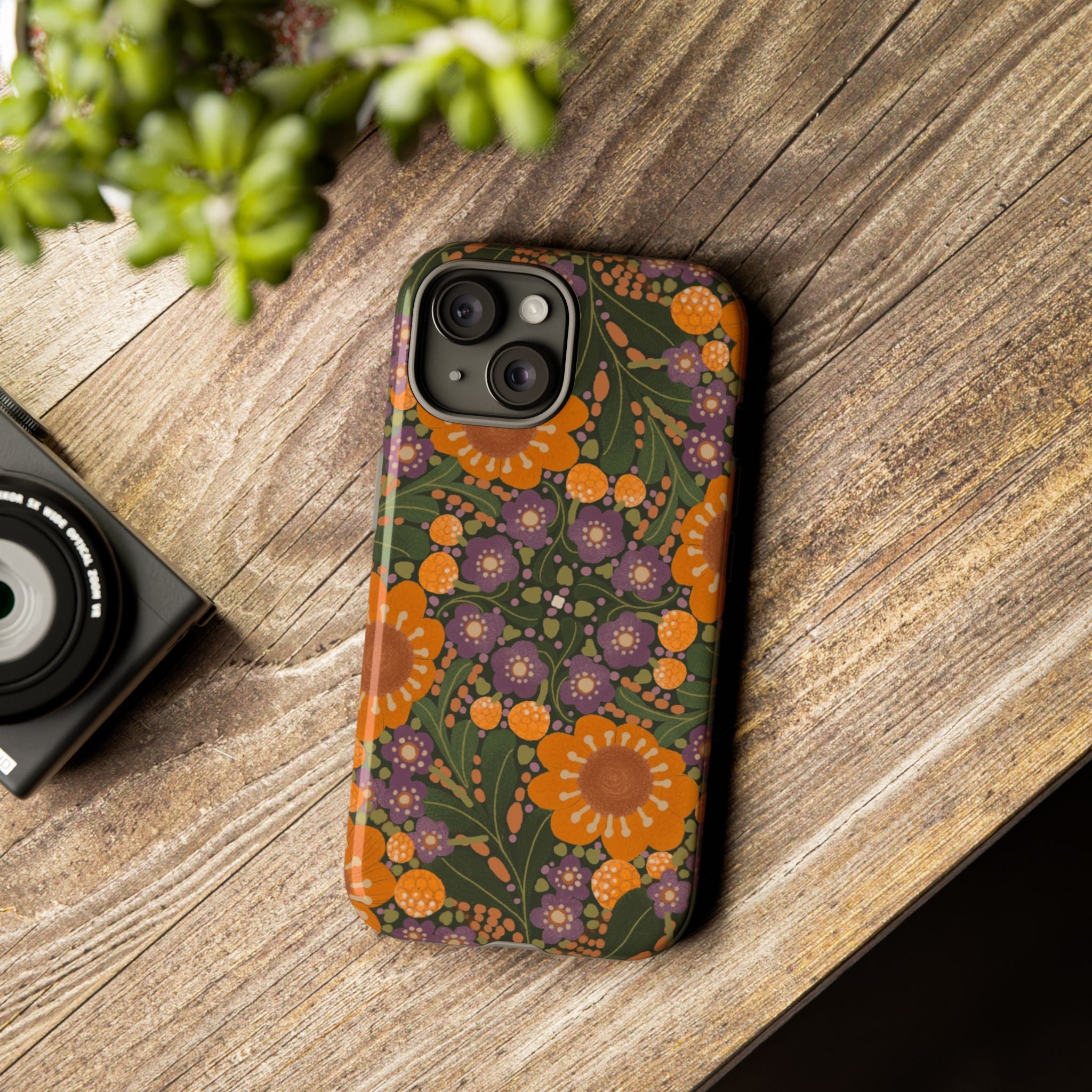 Retro Orange Floral Phone Case | Tough Case