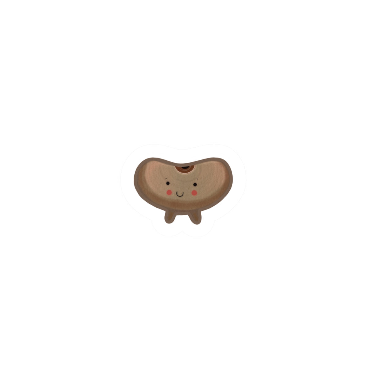 Kawaii Smiling Brown Bean Kiss-Cut Sticker — Cute Laptop & Water Bottle Decal