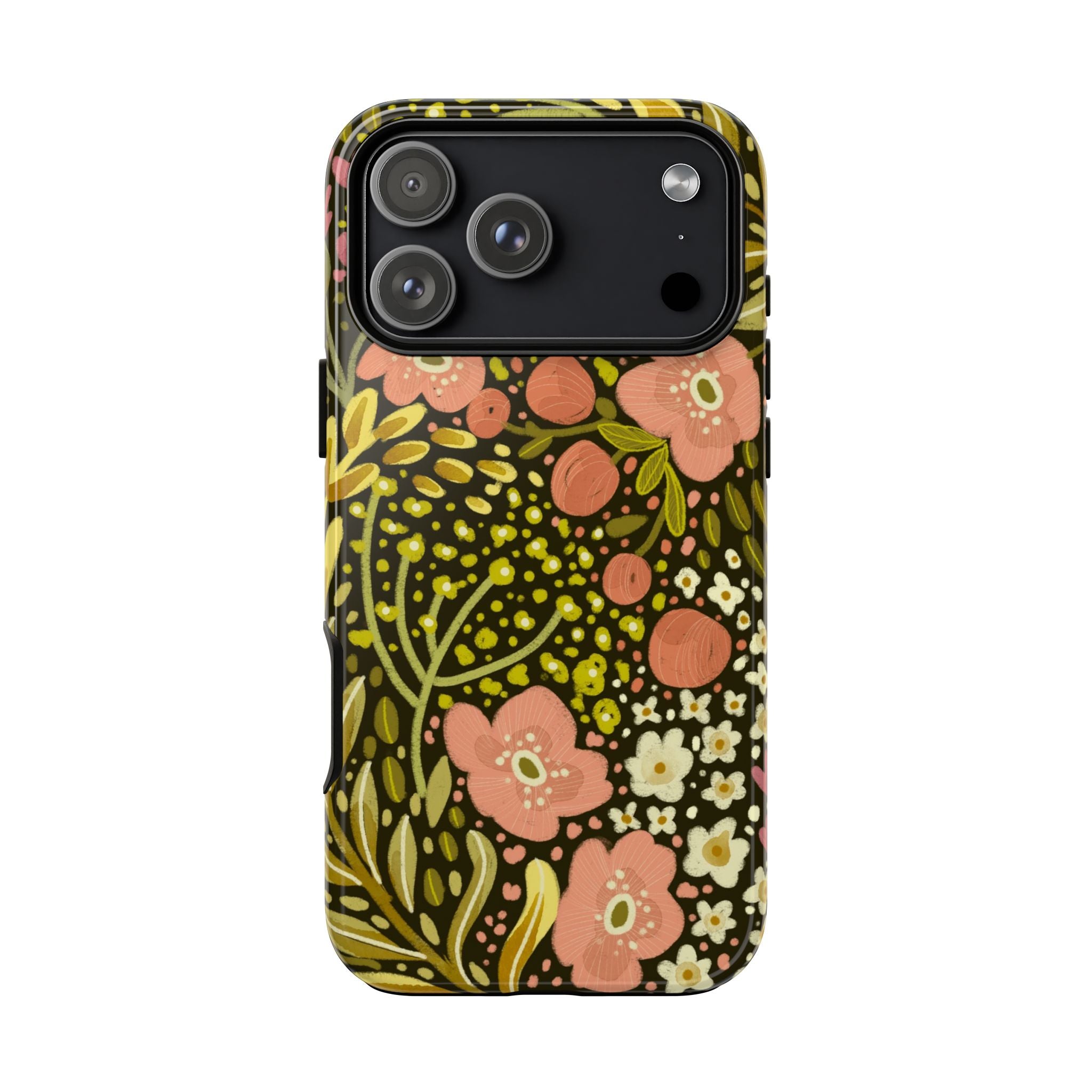 Vintage Floral Pattern Tough Case | Pink & Olive Botanical Phone Cover