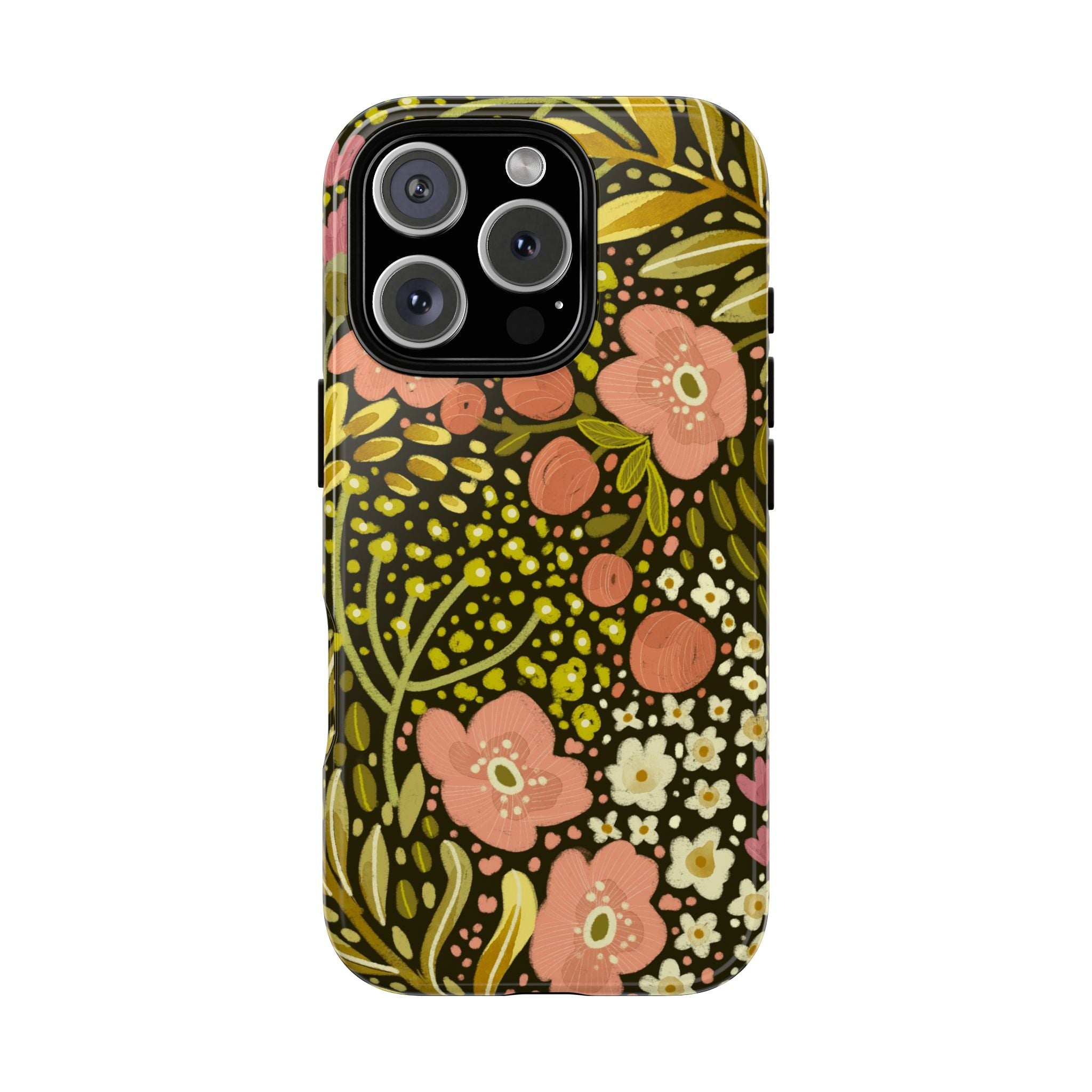 Vintage Floral Pattern Tough Case | Pink & Olive Botanical Phone Cover