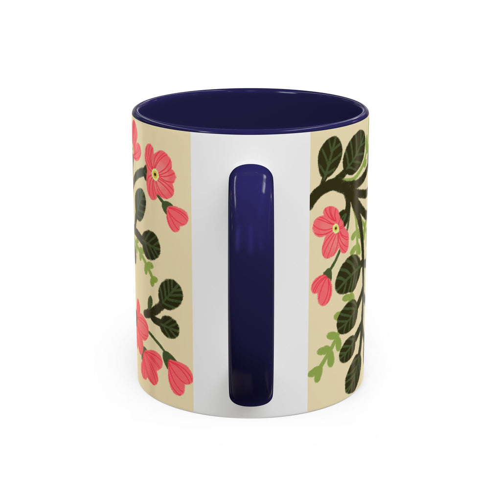 Floral Accent Coffee Mug - Pink Blossom Botanical Design (11/15oz)