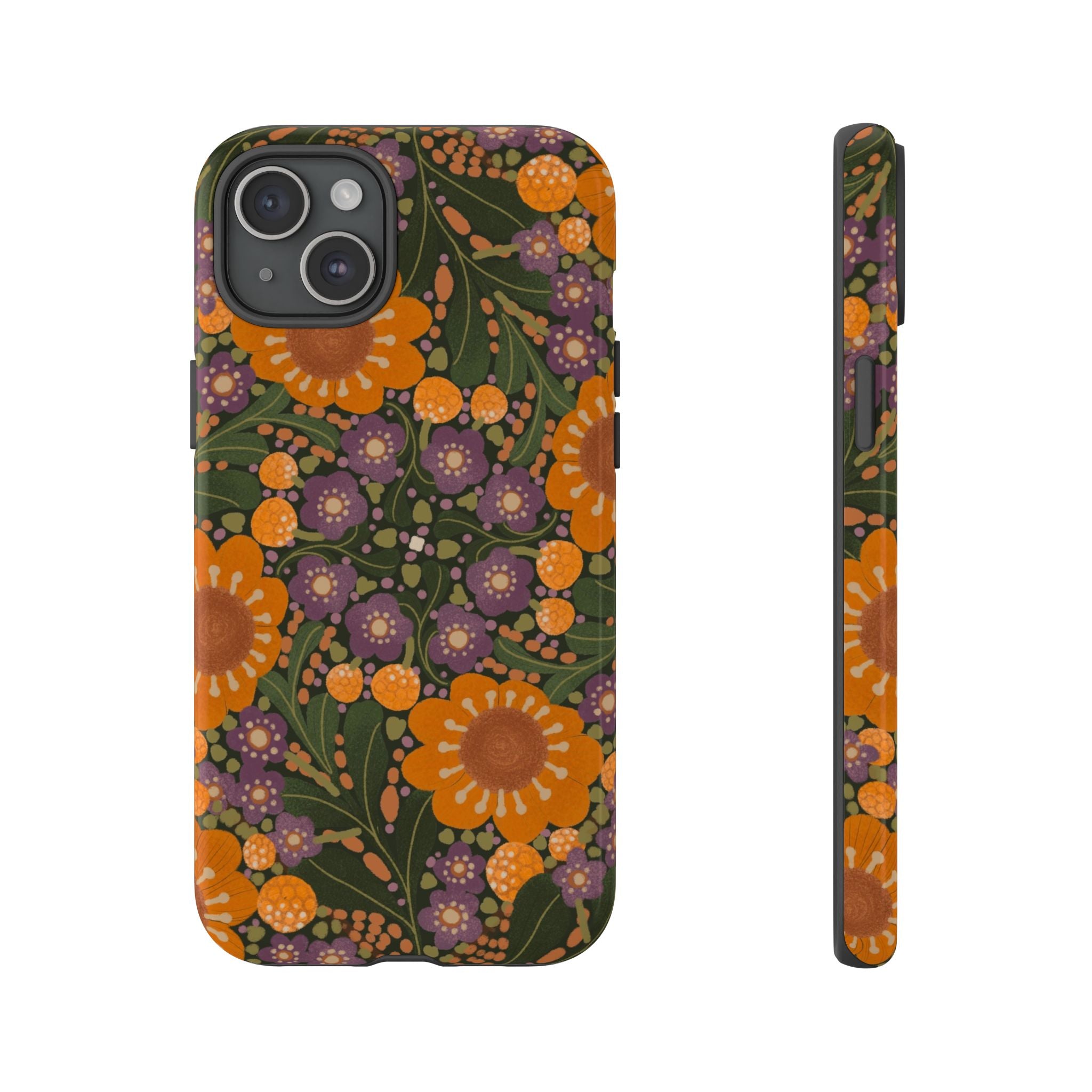 Retro Orange Floral Phone Case | Tough Case