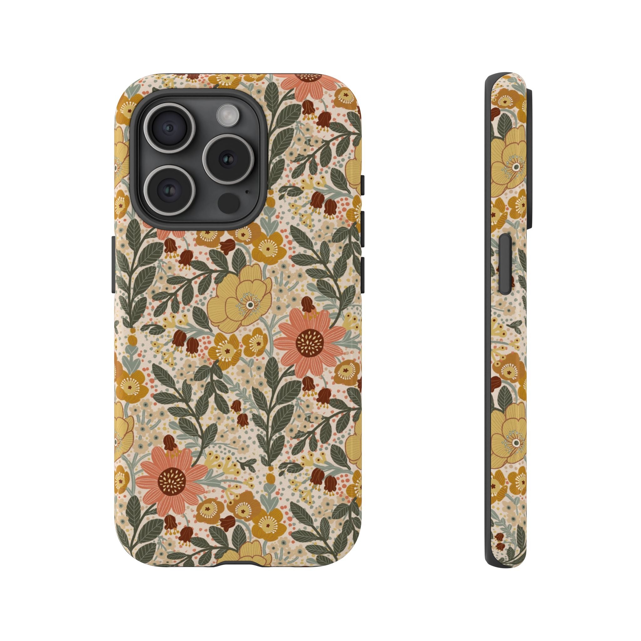 Vintage Floral Pattern Phone Case | Yellow Orange Wildflowers