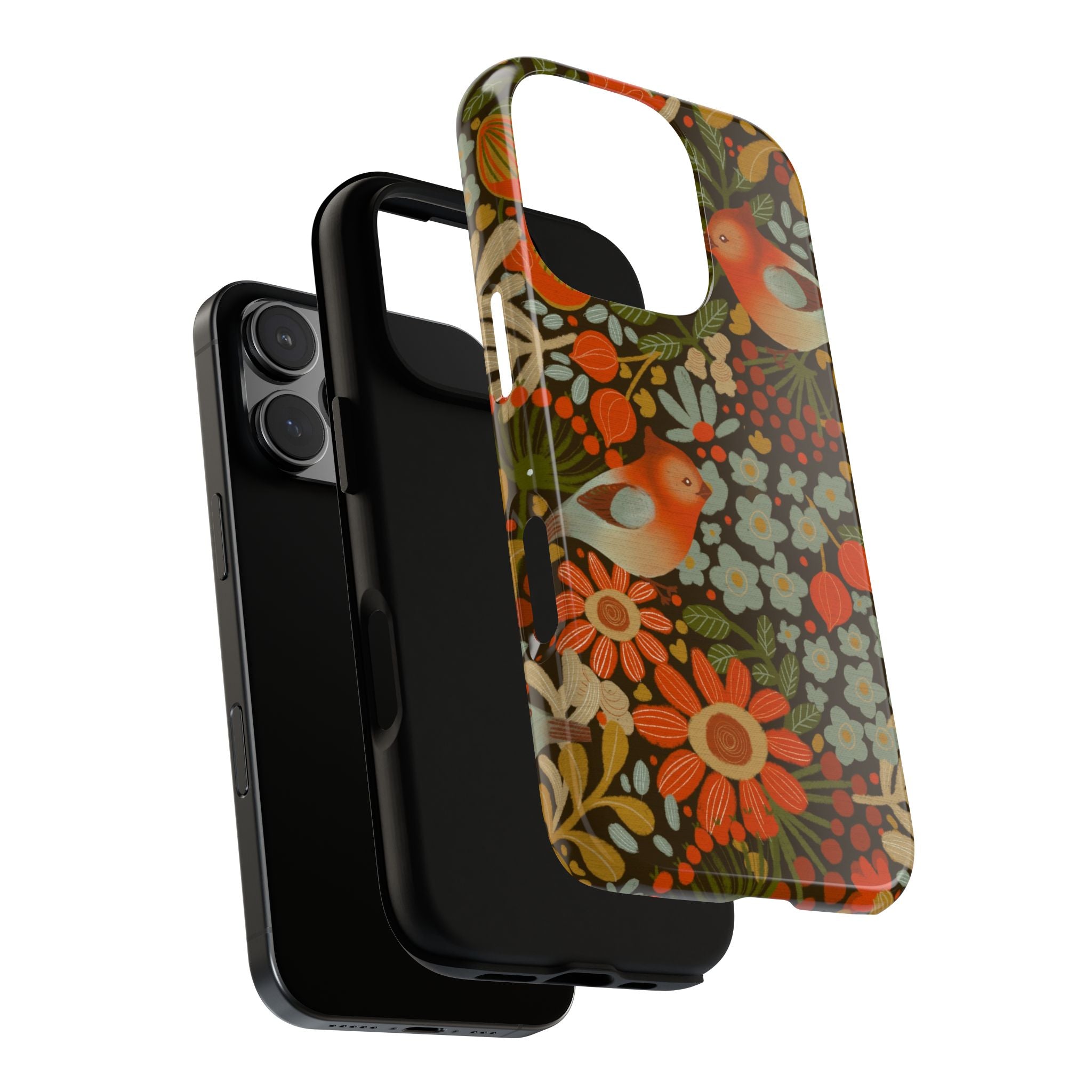 Retro Floral Birds Phone Case | Protective iPhone Cover