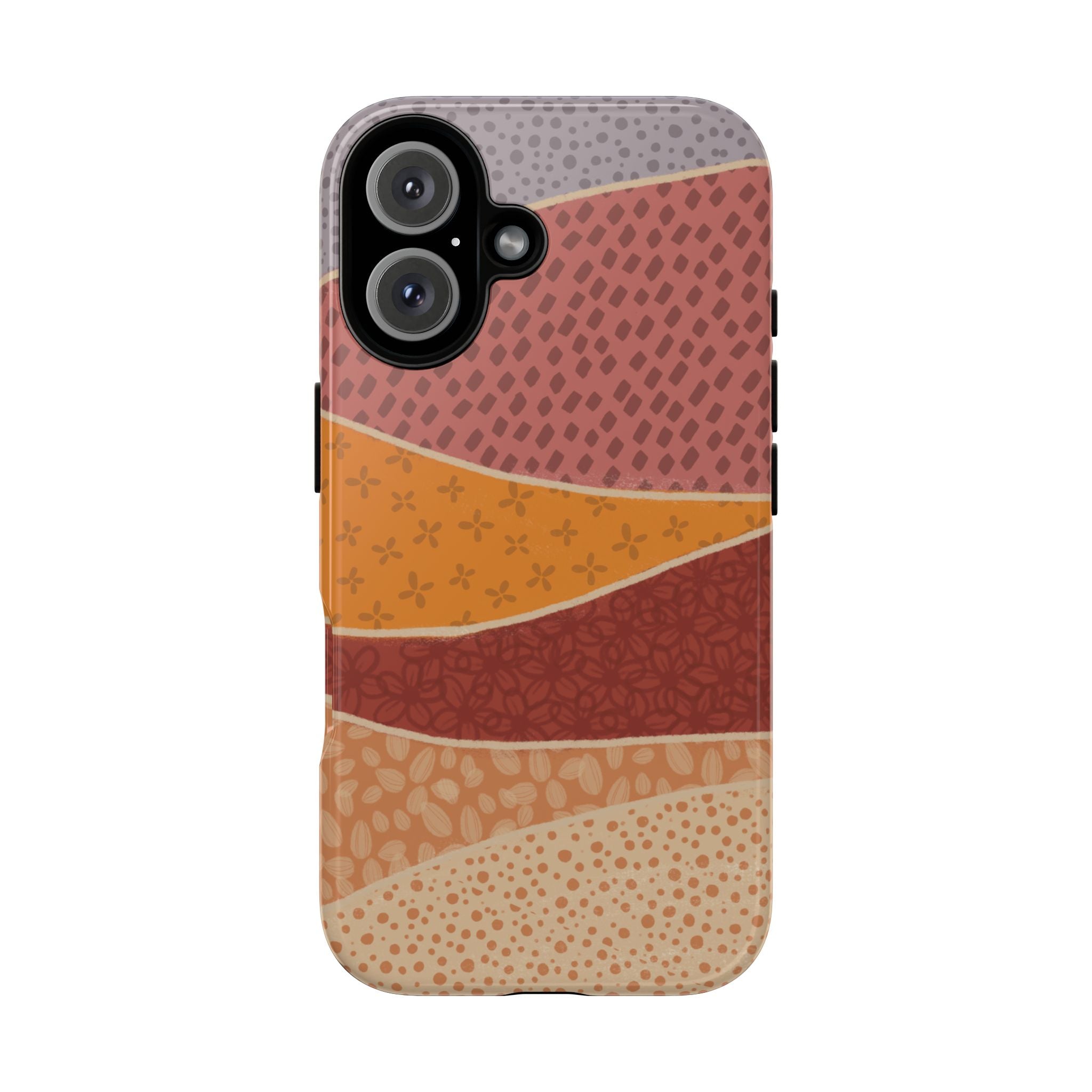Retro Earth Tone Phone Case — Abstract Layered Pattern Tough Case