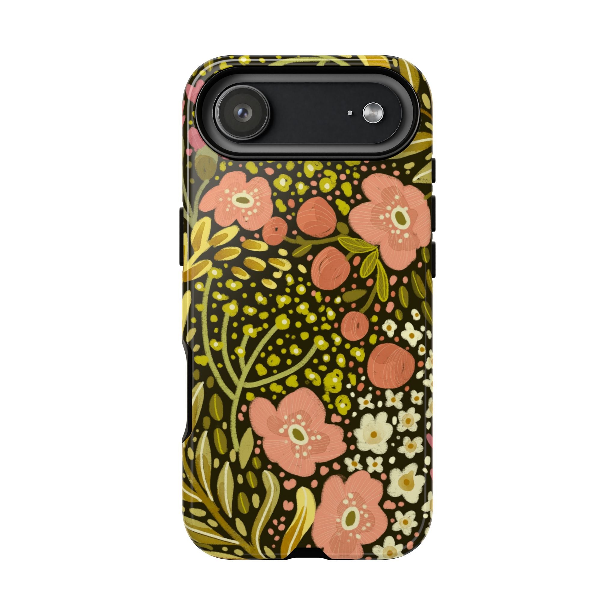 Vintage Floral Pattern Tough Case | Pink & Olive Botanical Phone Cover