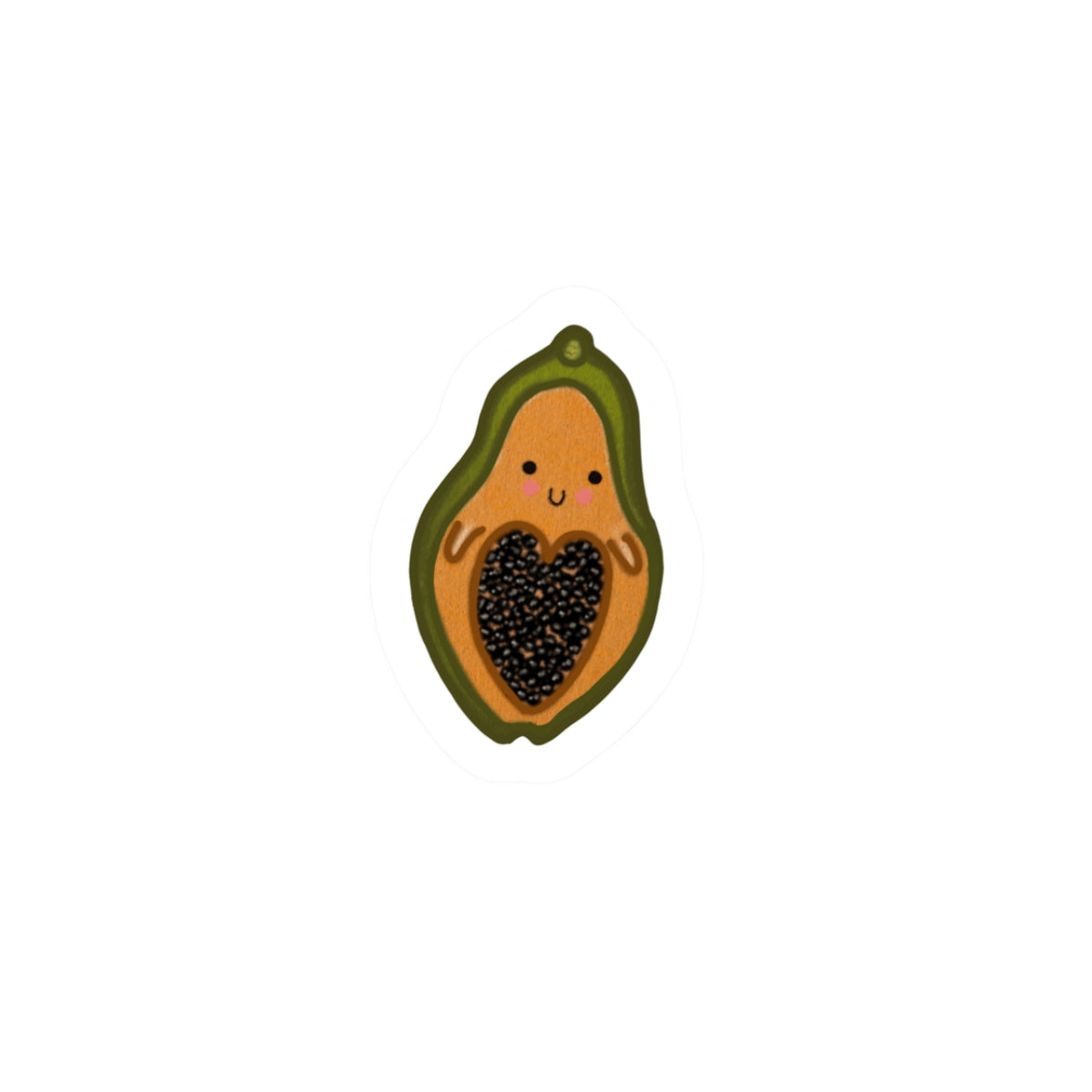 Cute Papaya Sticker — Kawaii Fruit Kiss-Cut Decal