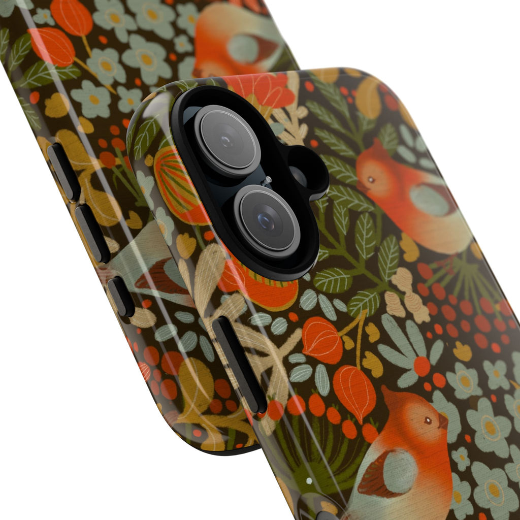 Retro Floral Birds Phone Case | Protective iPhone Cover