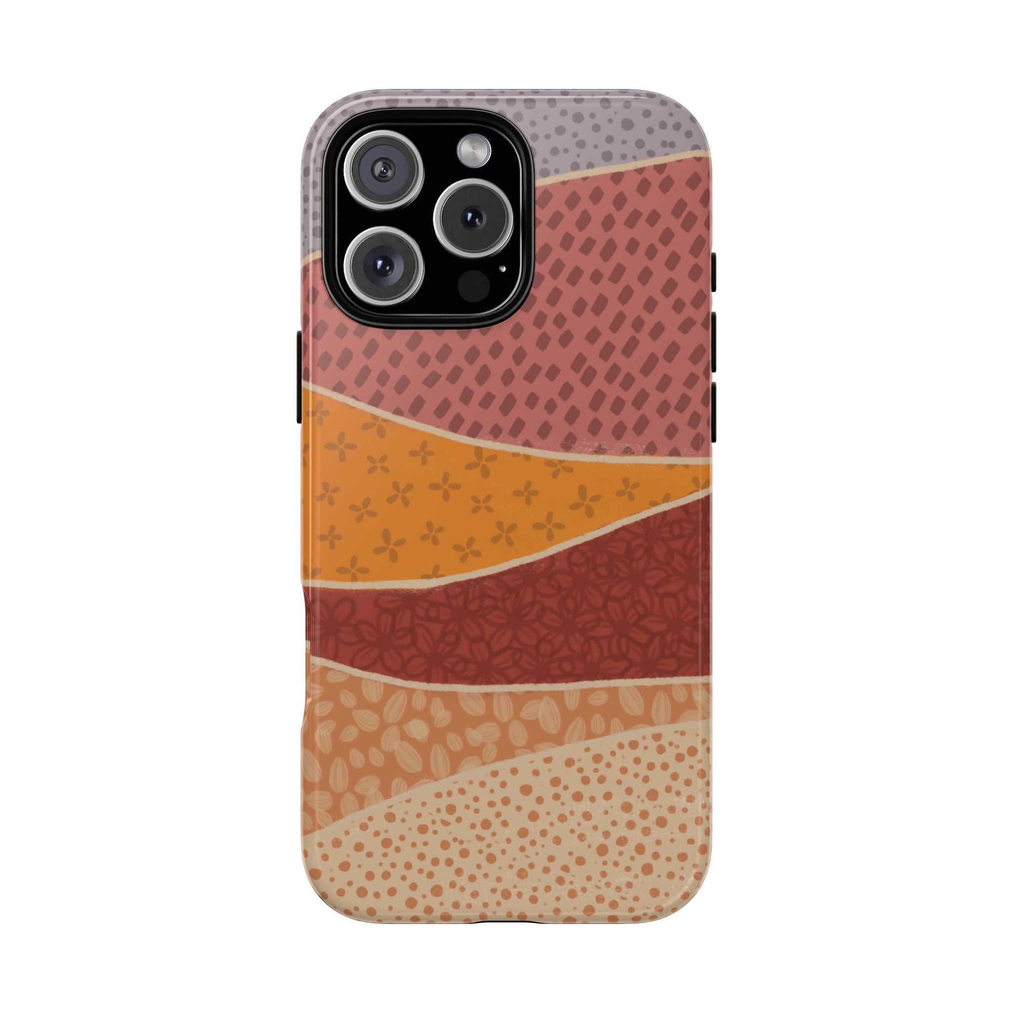 Retro Earth Tone Phone Case — Abstract Layered Pattern Tough Case