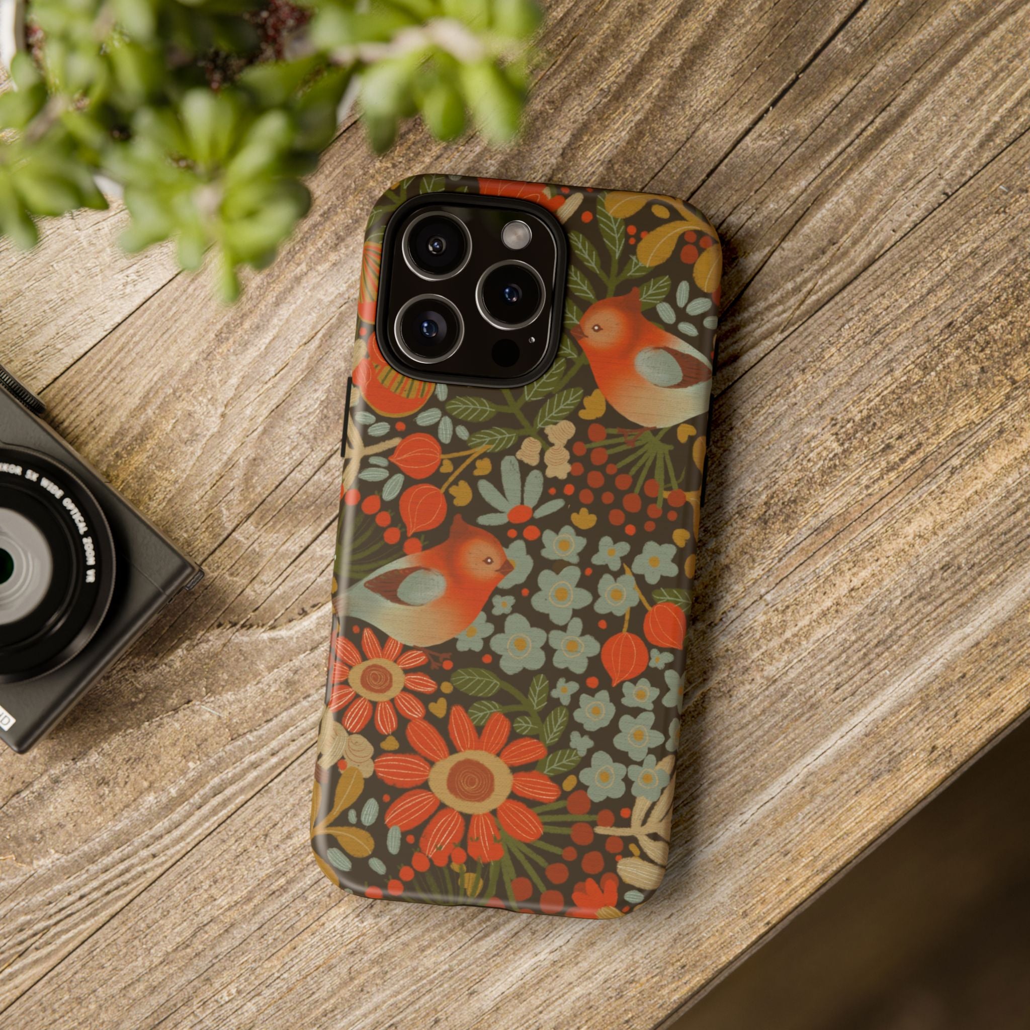 Retro Floral Birds Phone Case | Protective iPhone Cover