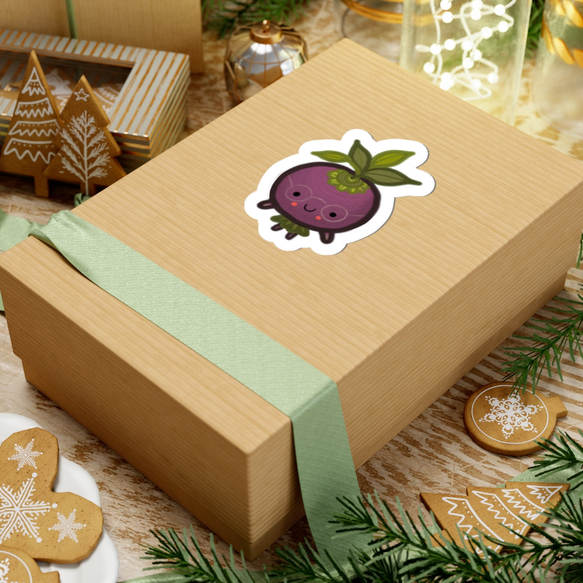 Cute blueberry Sticker — Kawaii Fruit Laptop Decal (Kiss-Cut)