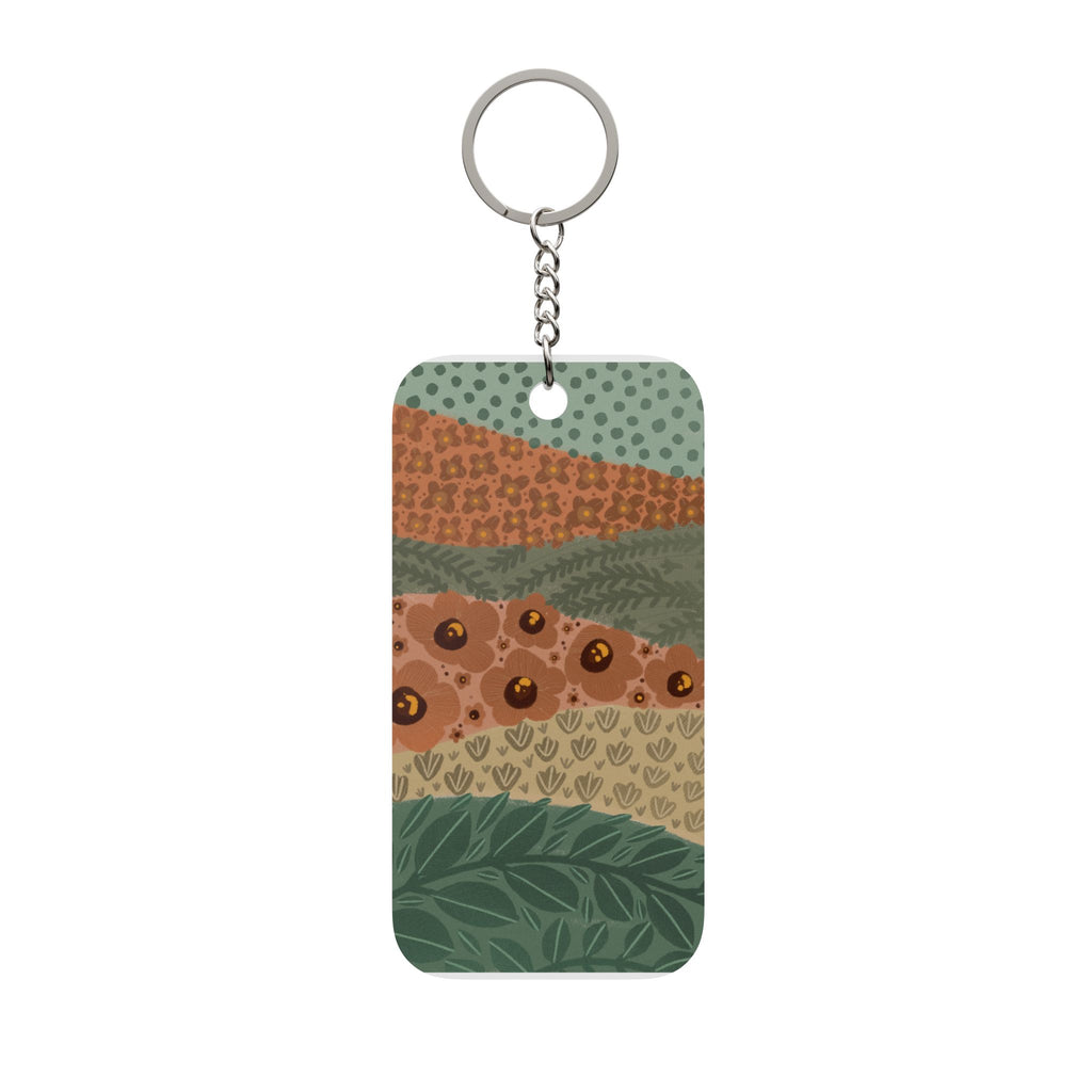 Abstract Earth Tones Keychain Charm – Double-Sided Landscape Pattern
