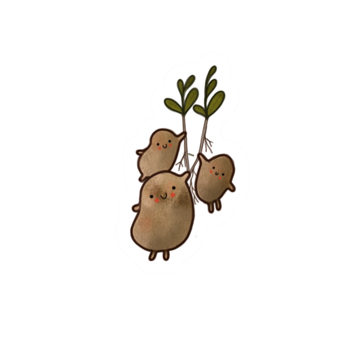 Cute Sprouting Potatoes Kiss-Cut Sticker — Kawaii Plant Friends Laptop Decal