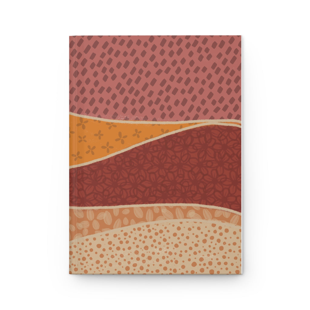 Abstract Earth-Tone Hardcover Journal — Boho Layered Pattern Notebook