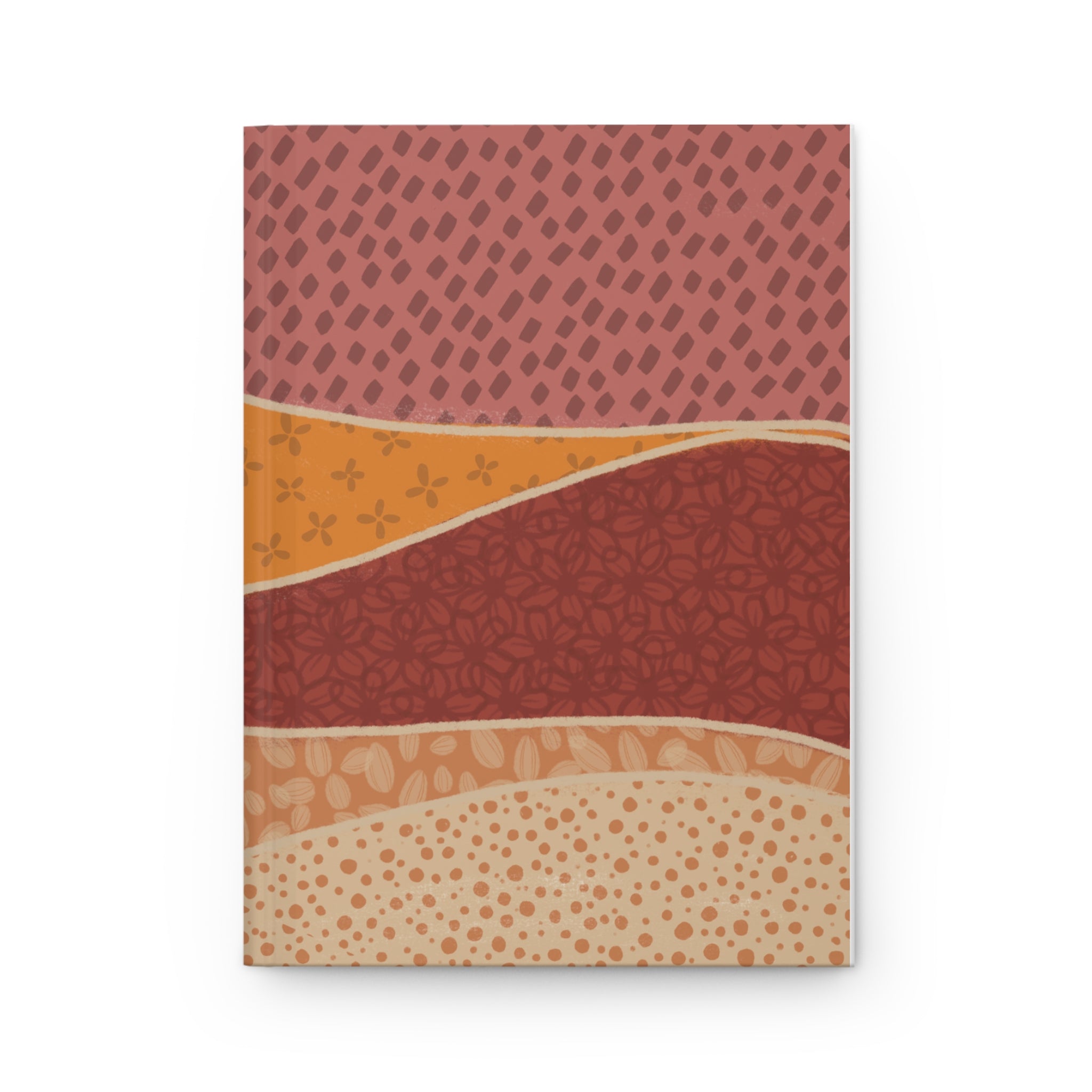 Abstract Earth-Tone Hardcover Journal — Boho Layered Pattern Notebook
