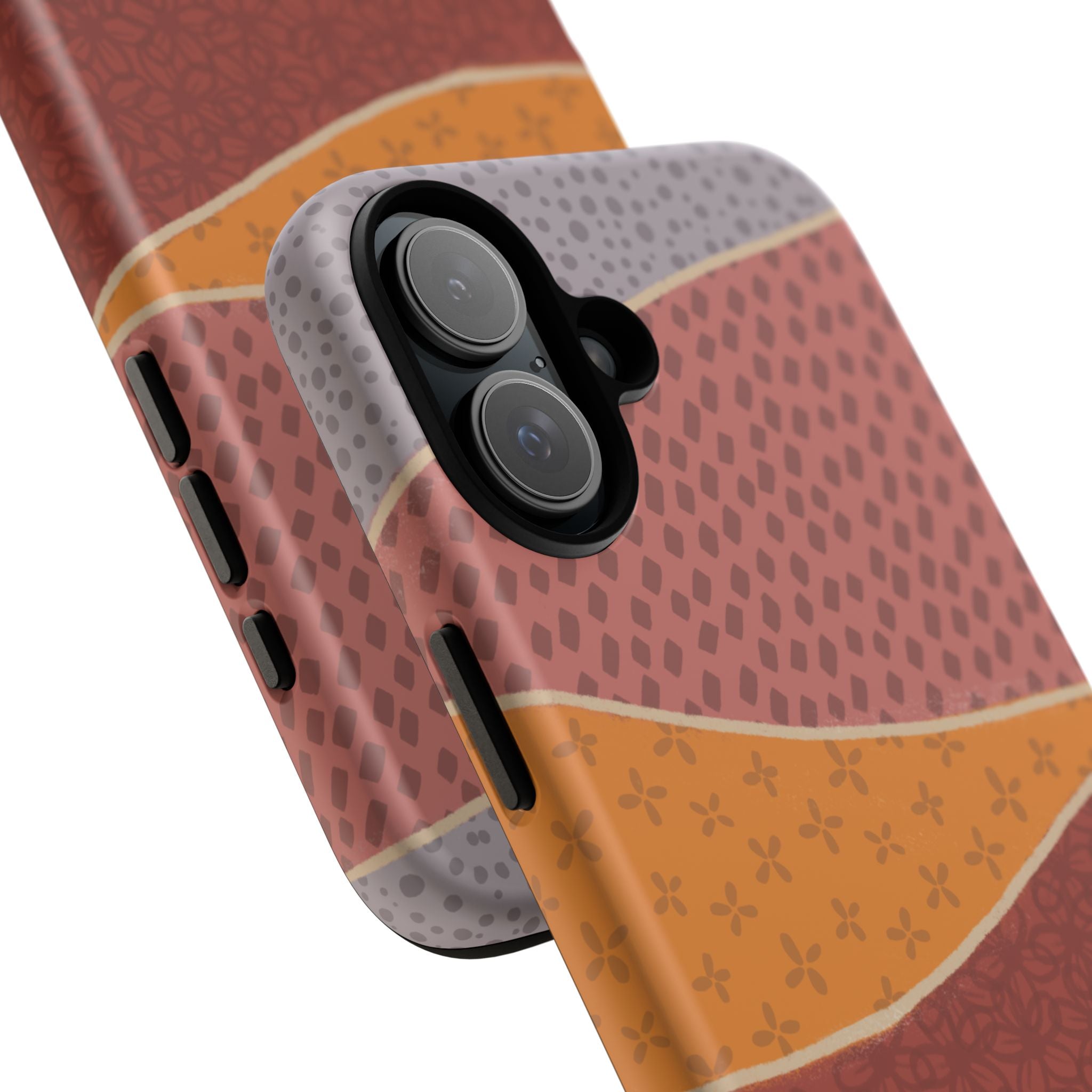 Retro Earth Tone Phone Case — Abstract Layered Pattern Tough Case