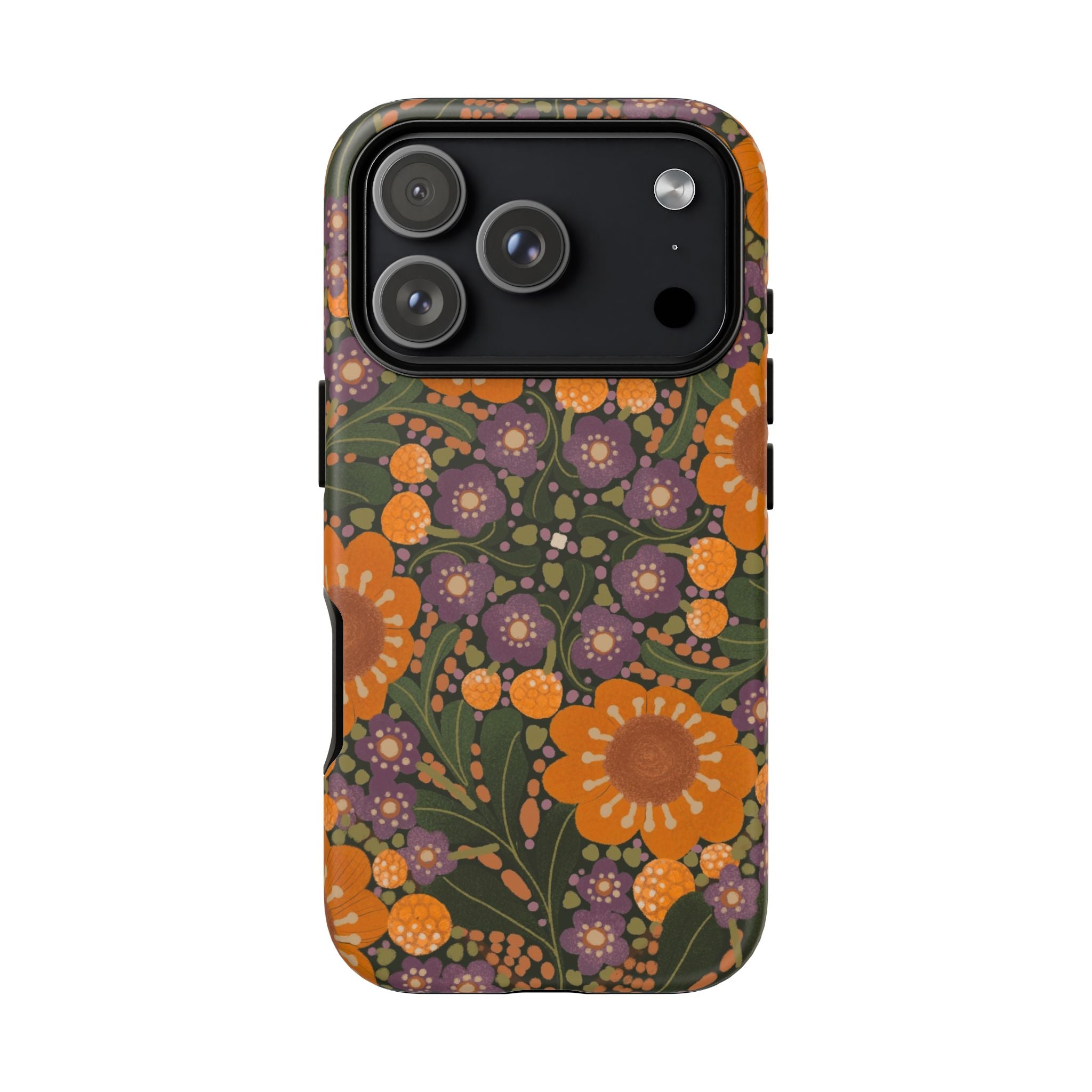 Retro Orange Floral Phone Case | Tough Case