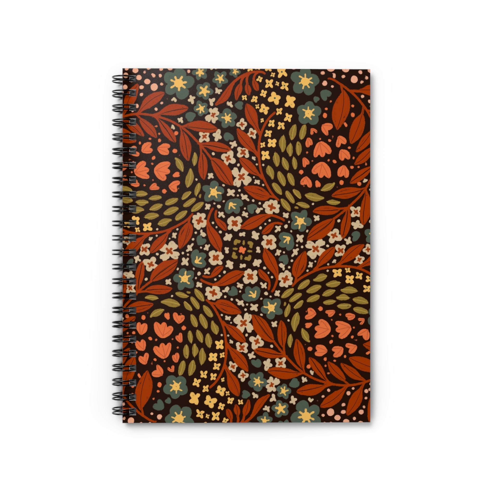 Autumn Floral Pattern Spiral Notebook | Ruled Journal
