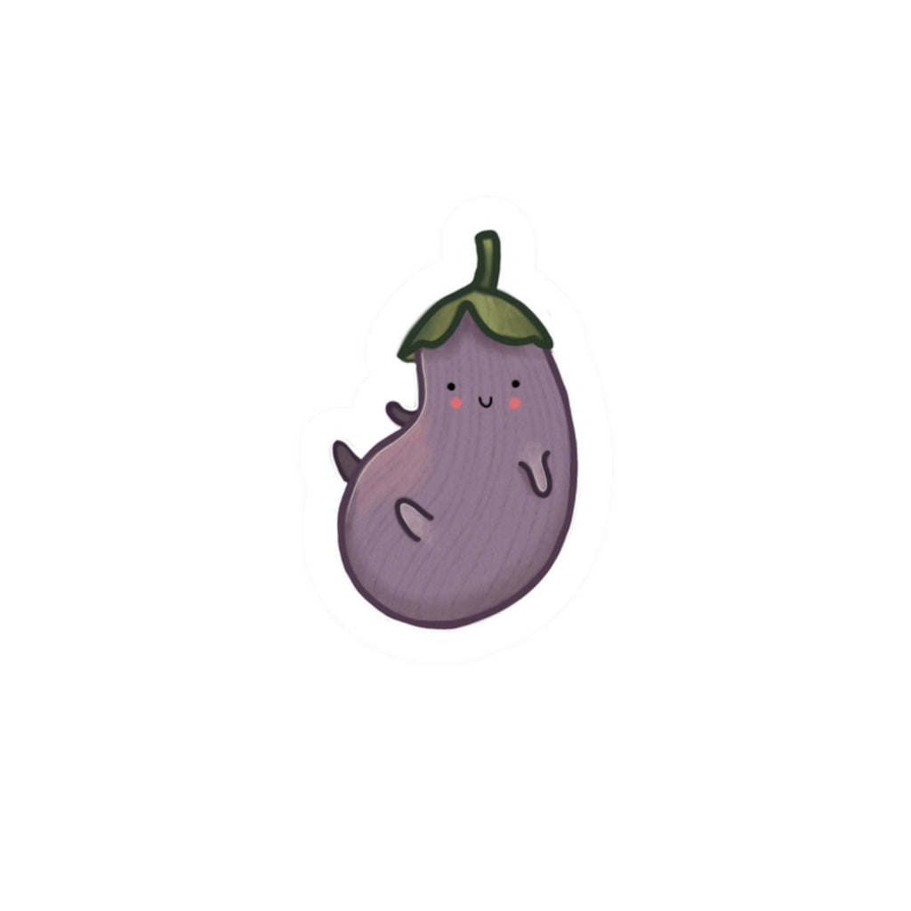 Cute Kawaii Eggplant Sticker — Kiss-Cut Vinyl Decal for Laptops & Water Bottles