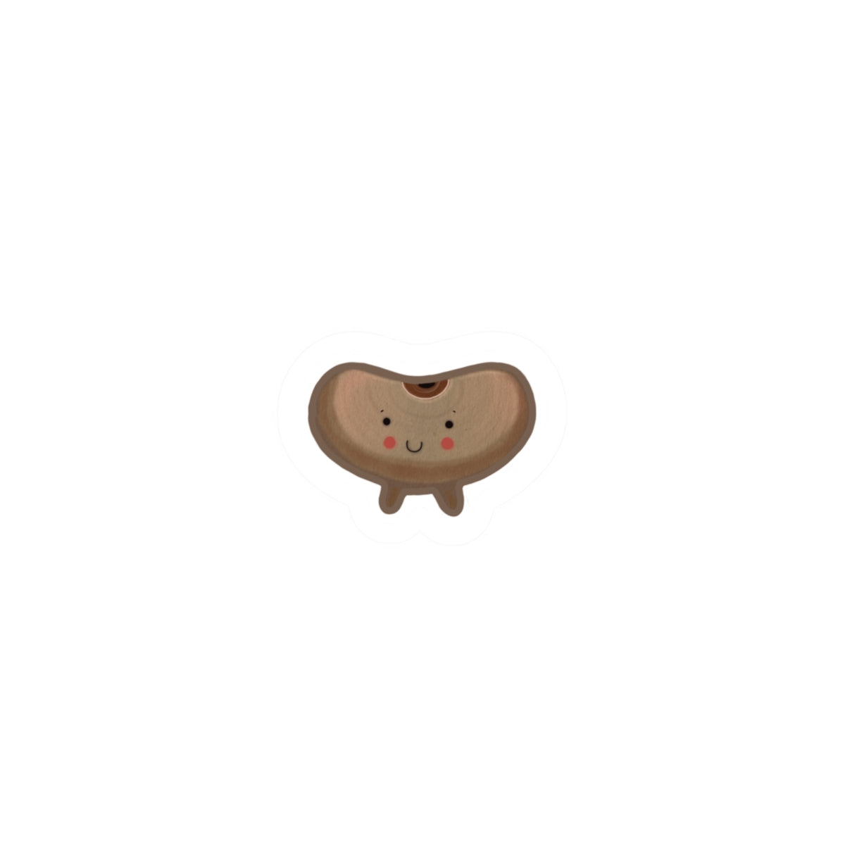 Kawaii Smiling Brown Bean Kiss-Cut Sticker — Cute Laptop & Water Bottle Decal