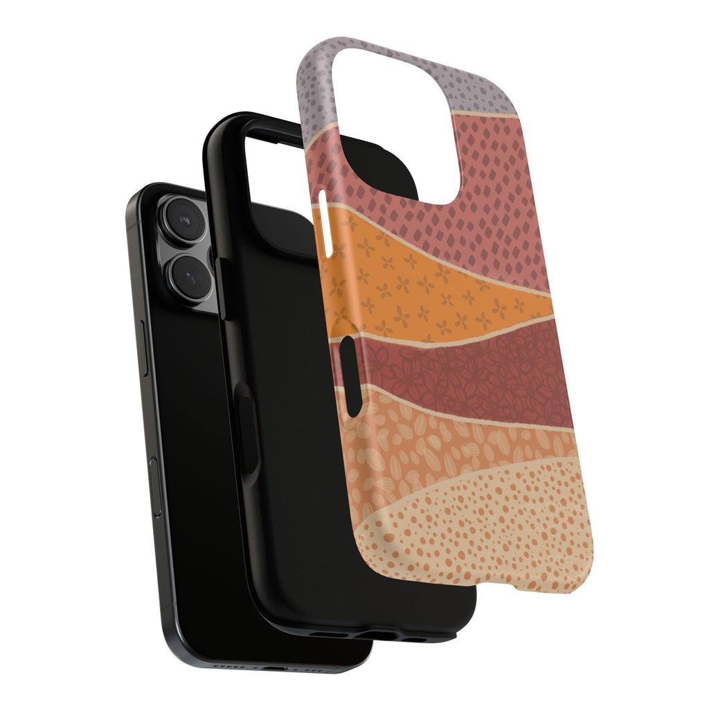 Retro Earth Tone Phone Case — Abstract Layered Pattern Tough Case
