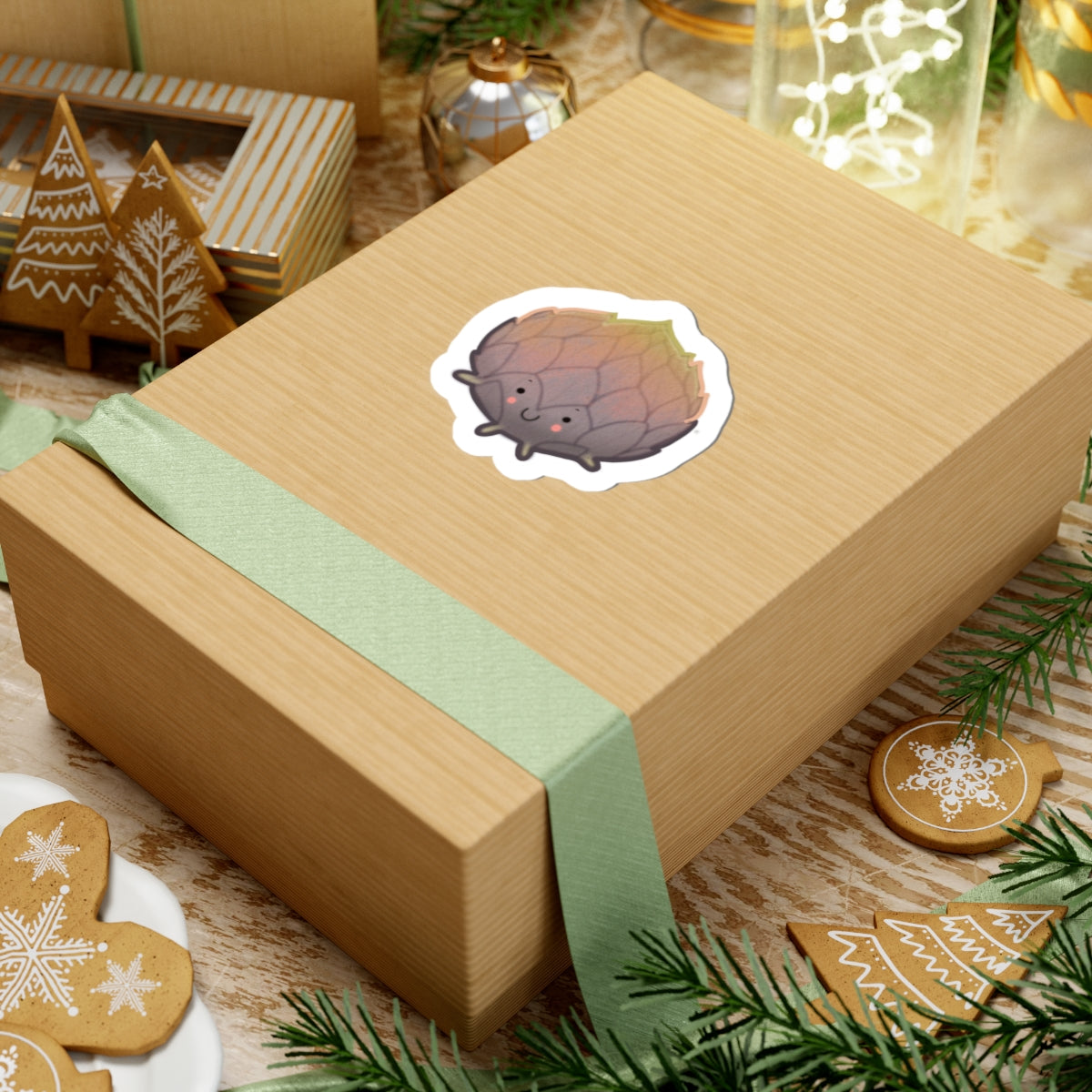 Cute Artichoke Sticker — Kawaii Plant Kiss-Cut Sticker for Laptops & Journals