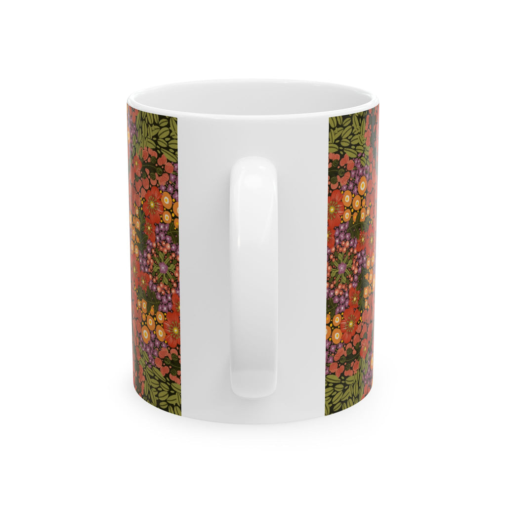 Autumn Floral Kaleidoscope Mug | Ceramic Coffee Cup