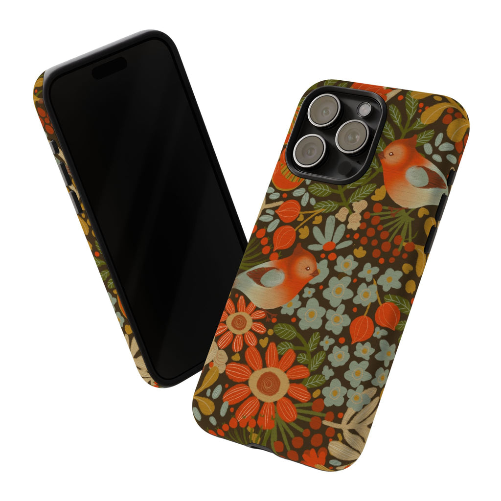 Retro Floral Birds Phone Case | Protective iPhone Cover