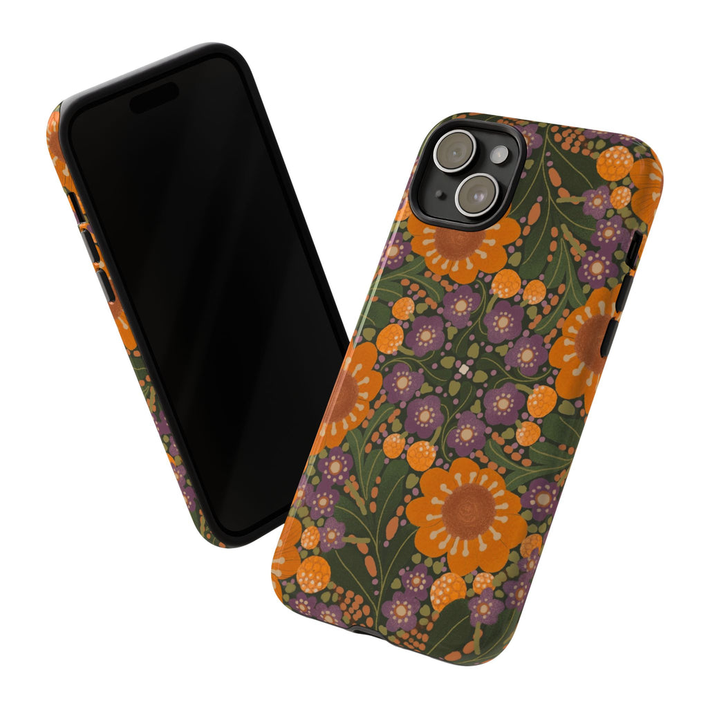 Retro Orange Floral Phone Case | Tough Case
