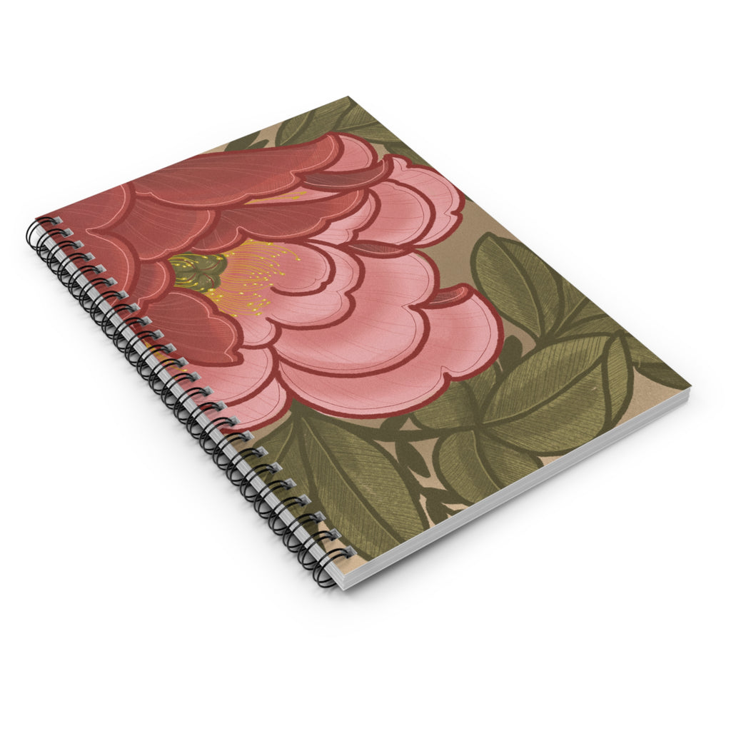 Floral Peony Spiral Notebook — Pink Garden Ruled Journal