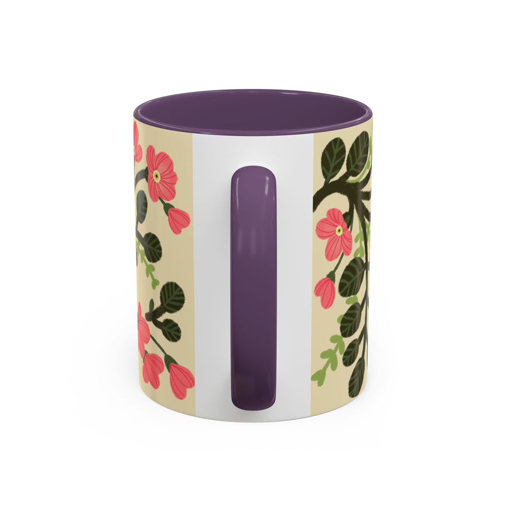 Floral Accent Coffee Mug - Pink Blossom Botanical Design (11/15oz)