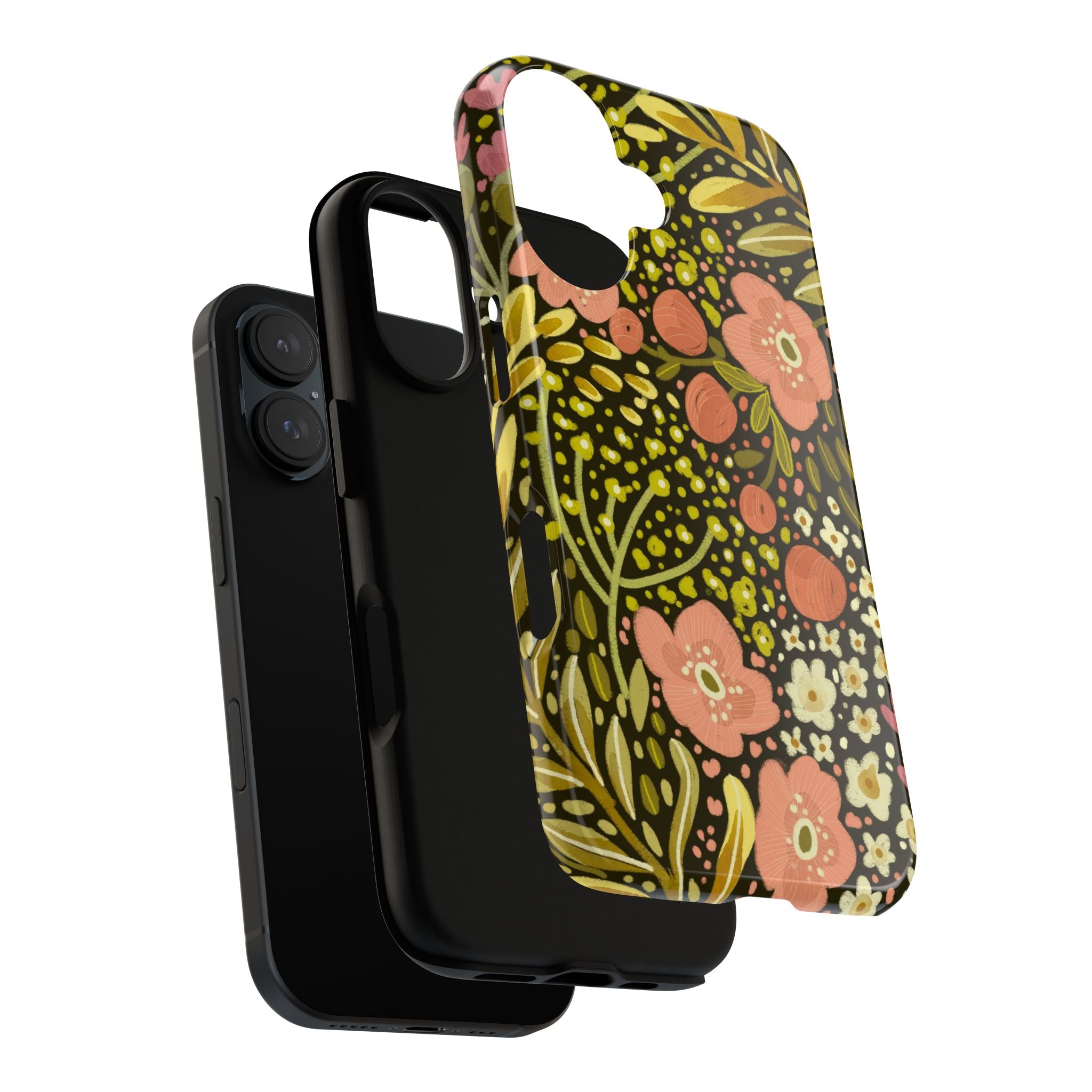 Vintage Floral Pattern Tough Case | Pink & Olive Botanical Phone Cover