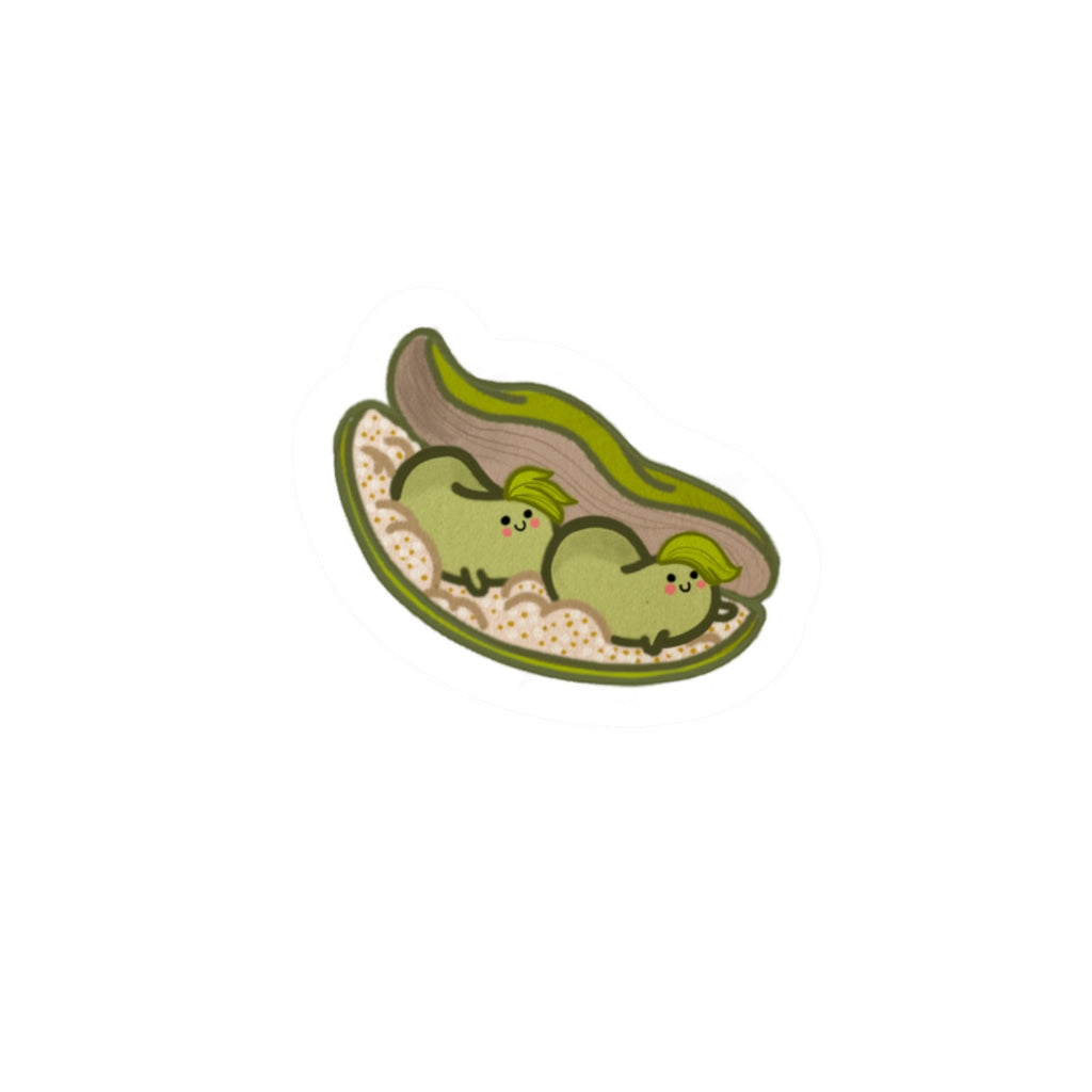 Broadbean Pod Kiss-Cut Sticker — Cute Avocado Friends Laptop Decal