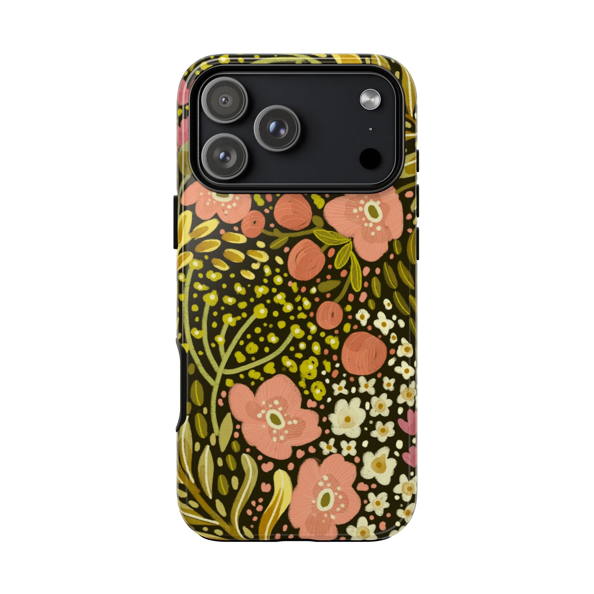 Vintage Floral Pattern Tough Case | Pink & Olive Botanical Phone Cover