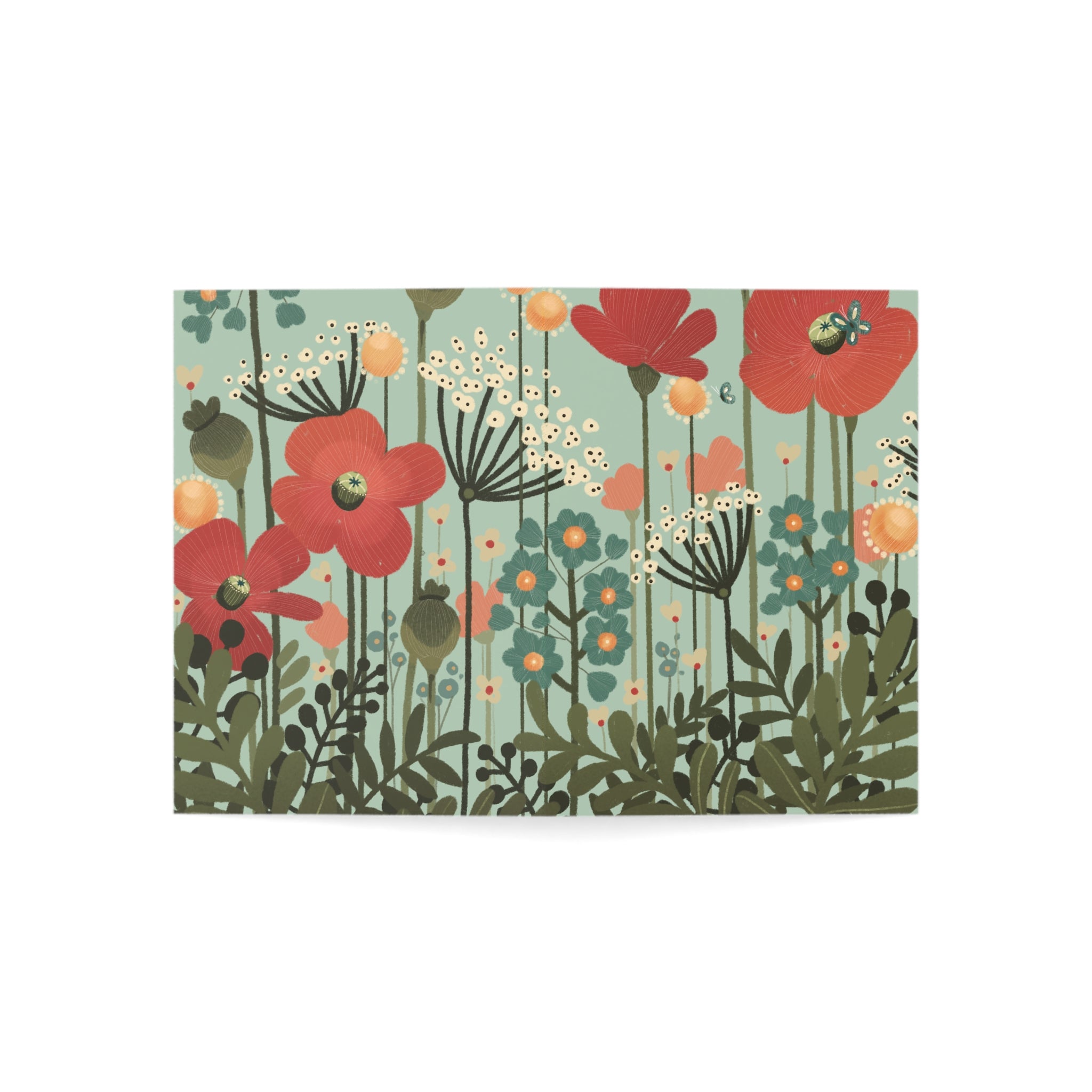 Floral Poppies Greeting Card — Blank Inside (Single or Bulk Packs)