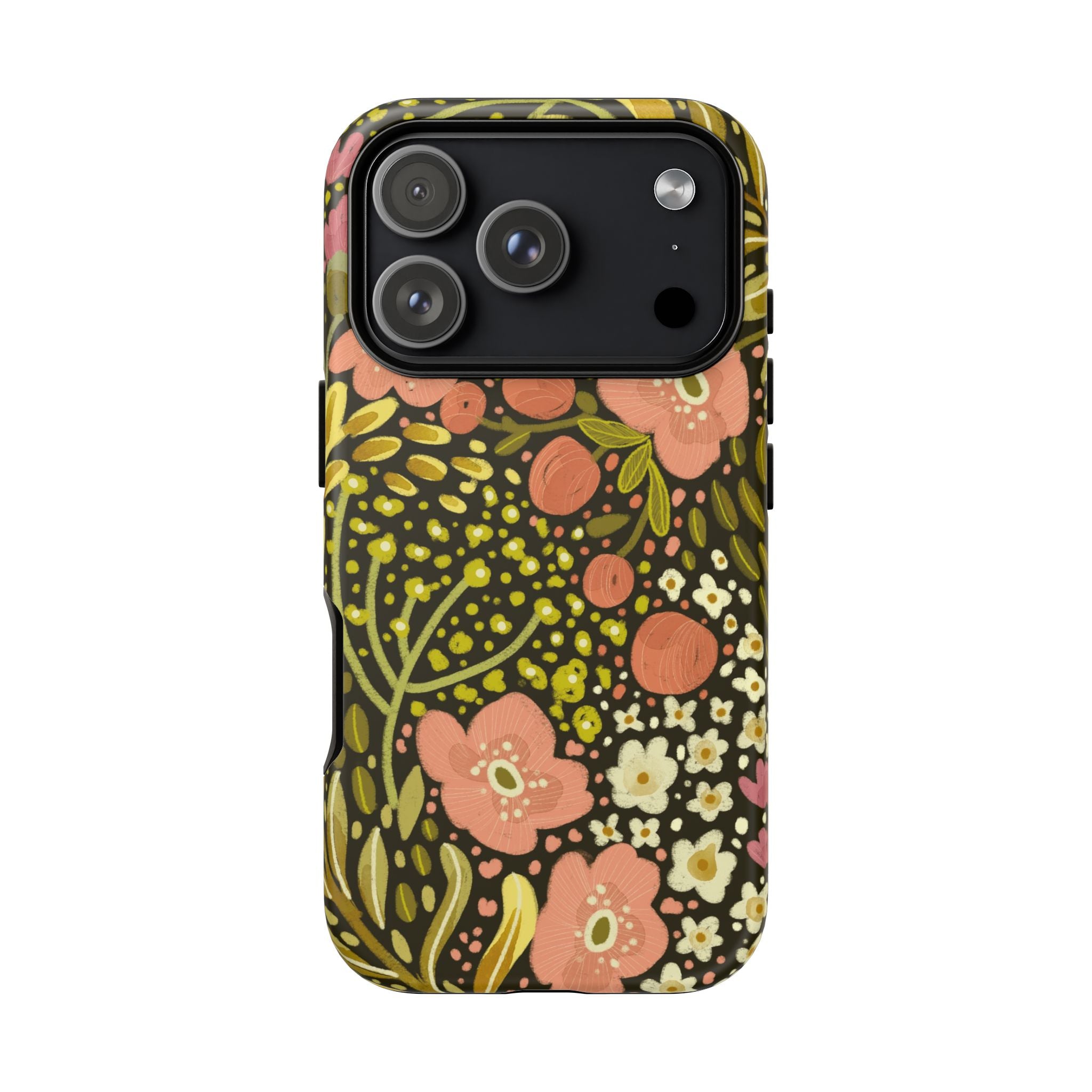 Vintage Floral Pattern Tough Case | Pink & Olive Botanical Phone Cover