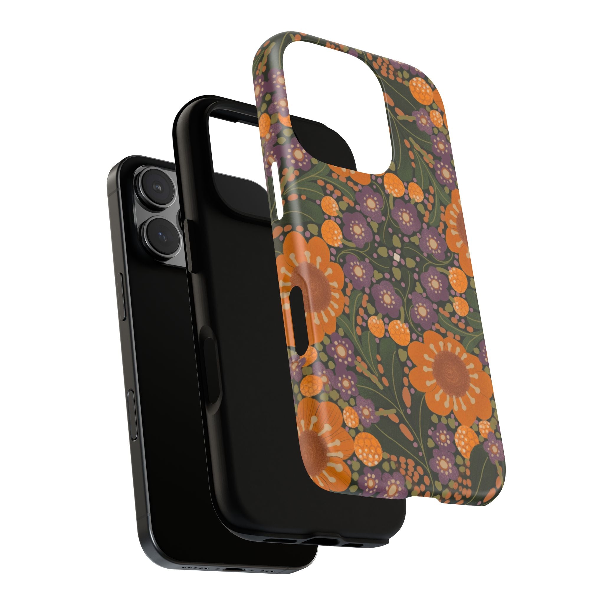 Retro Orange Floral Phone Case | Tough Case
