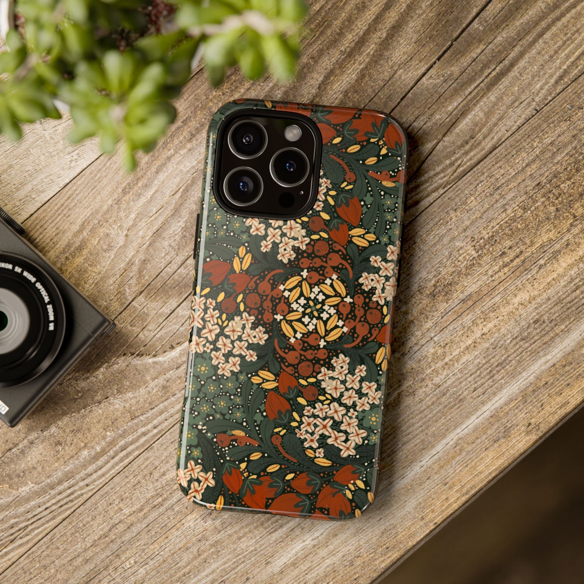 Autumn Floral Kaleidoscope Phone Case | Vintage Botanical Pattern