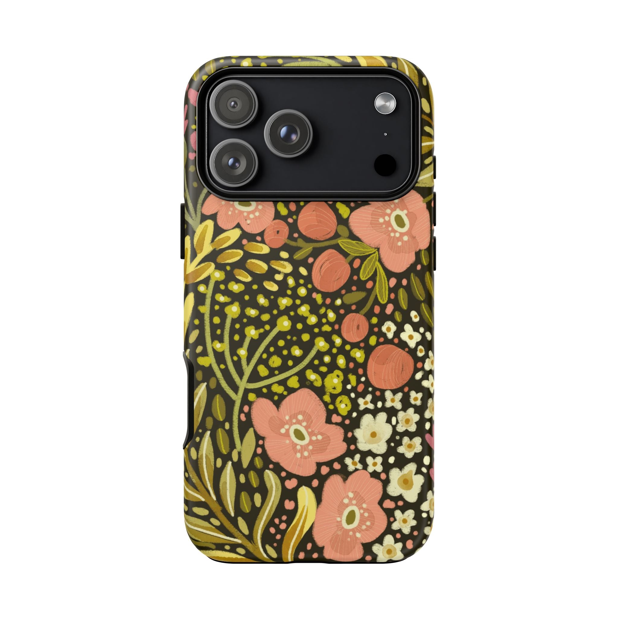 Vintage Floral Pattern Tough Case | Pink & Olive Botanical Phone Cover