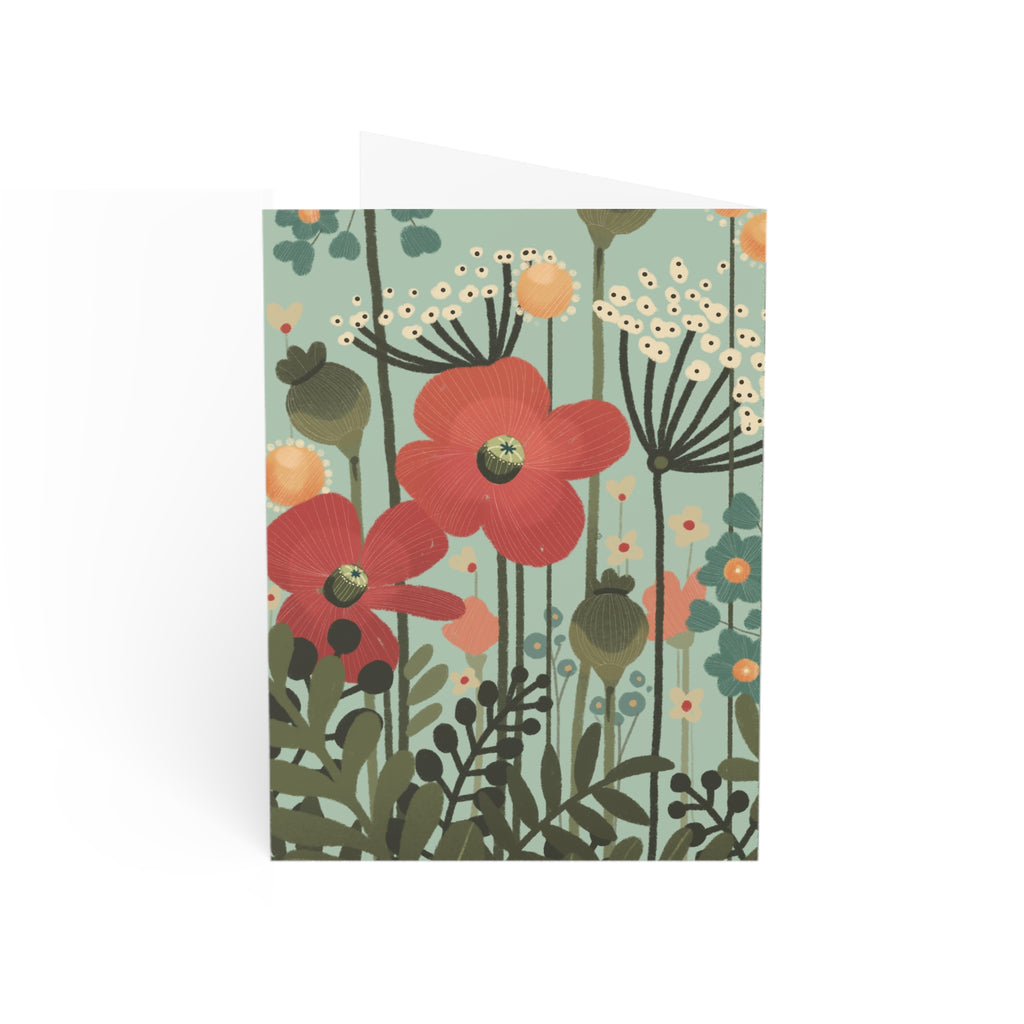 Floral Poppies Greeting Card — Blank Inside (Single or Bulk Packs)