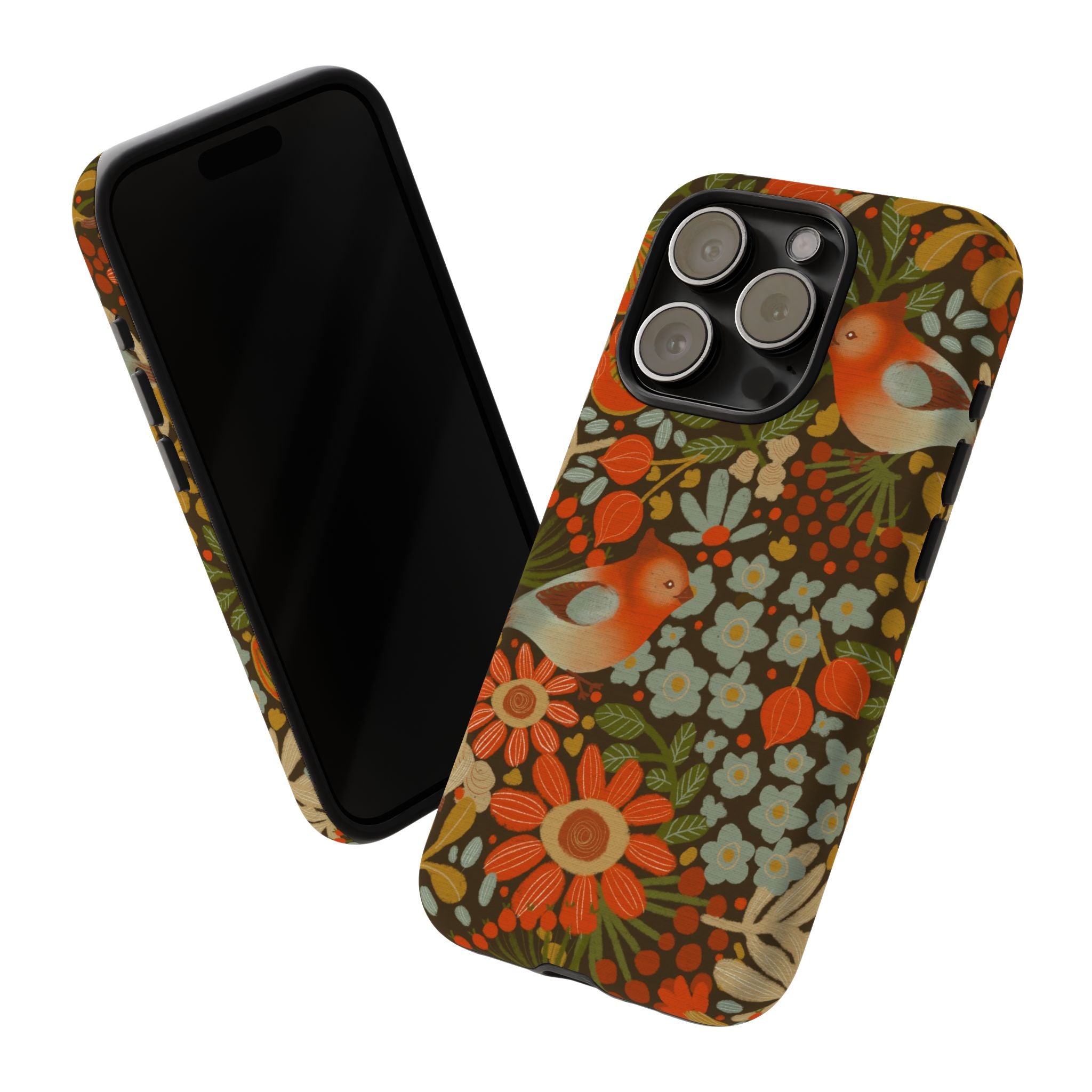 Retro Floral Birds Phone Case | Protective iPhone Cover