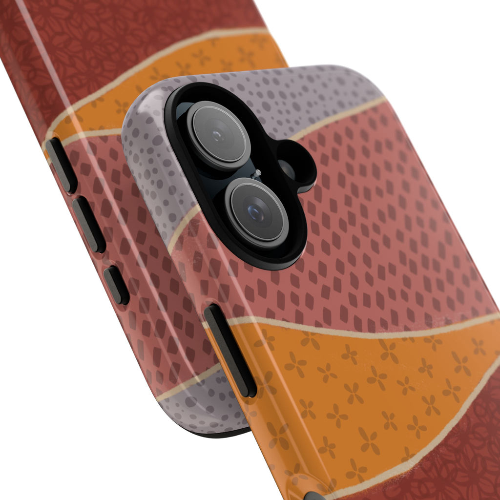 Retro Earth Tone Phone Case — Abstract Layered Pattern Tough Case