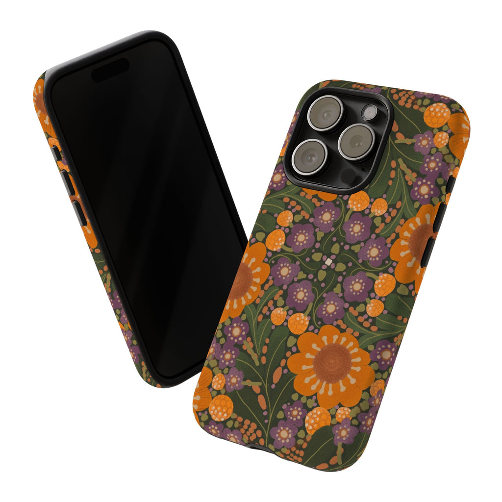 Retro Orange Floral Phone Case | Tough Case